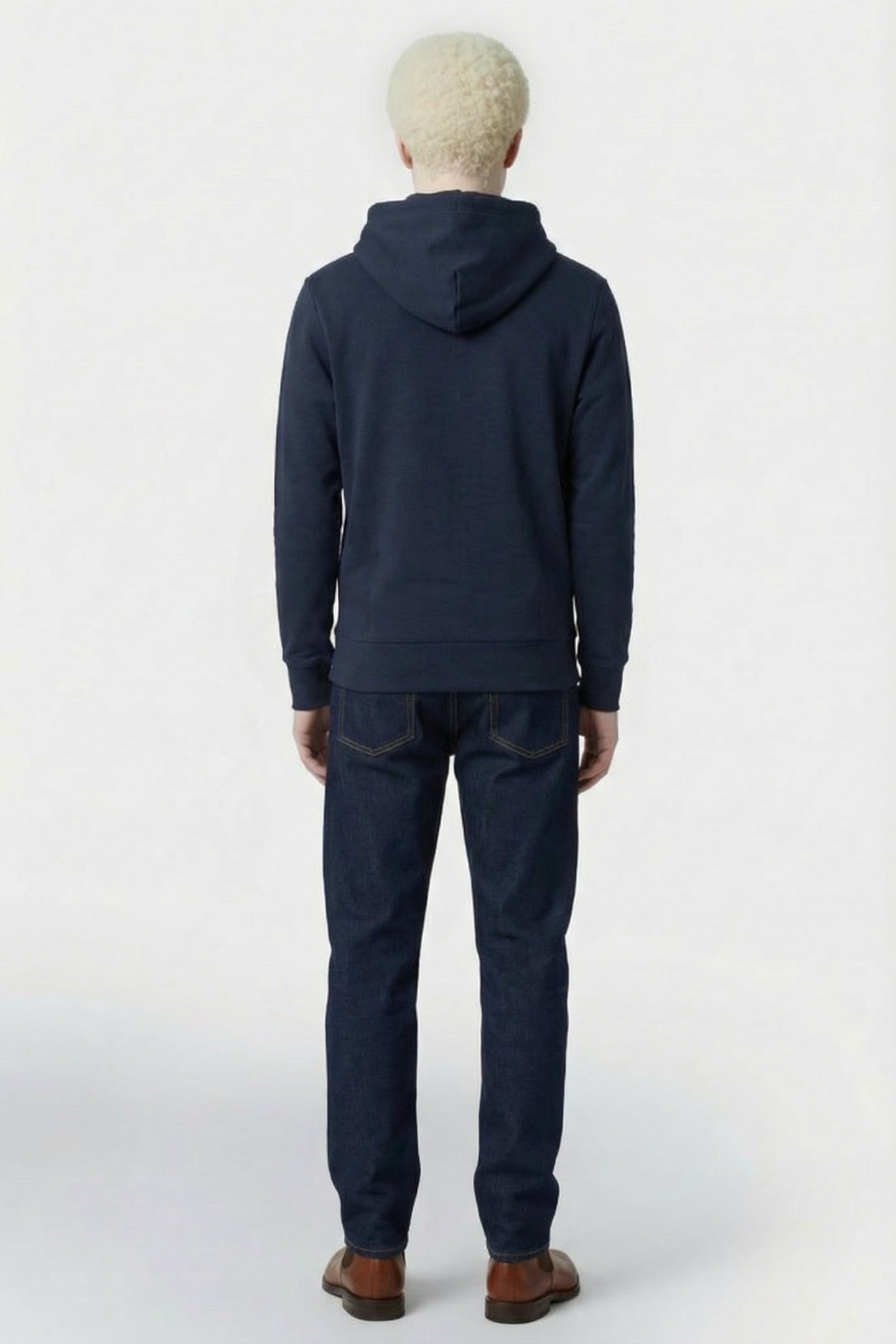 DIAGONAL WEAVE FRENCH TERRY HOODIE MIDNIGHT NAVY 3