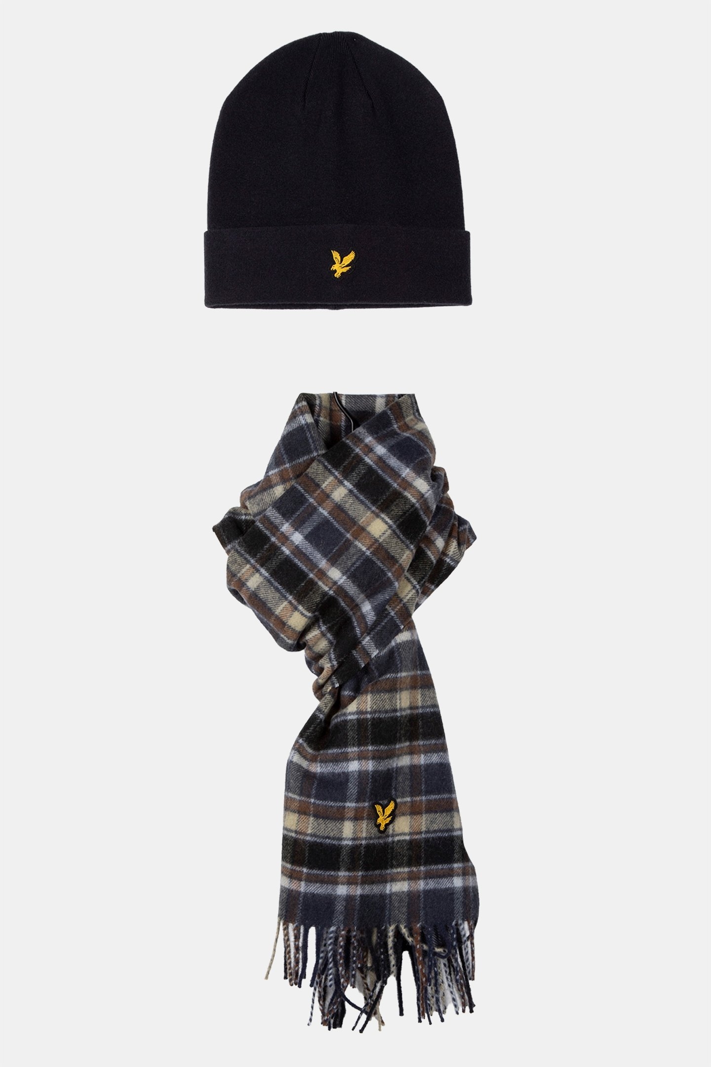 LAMBSWOOL BLEND SCARF AND BEANIE SET BLUE NIGHT 1