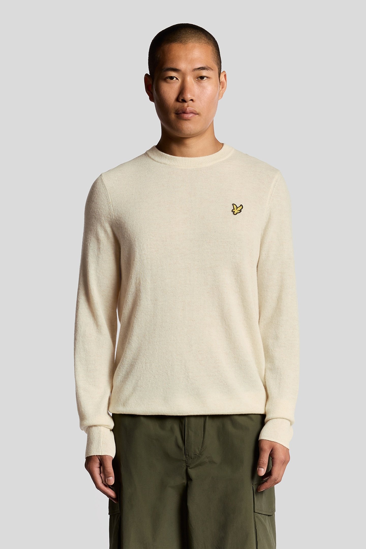 LAMBSWOOL BLEND CREW NECK JUMPER DROP CLOTH MARL 1