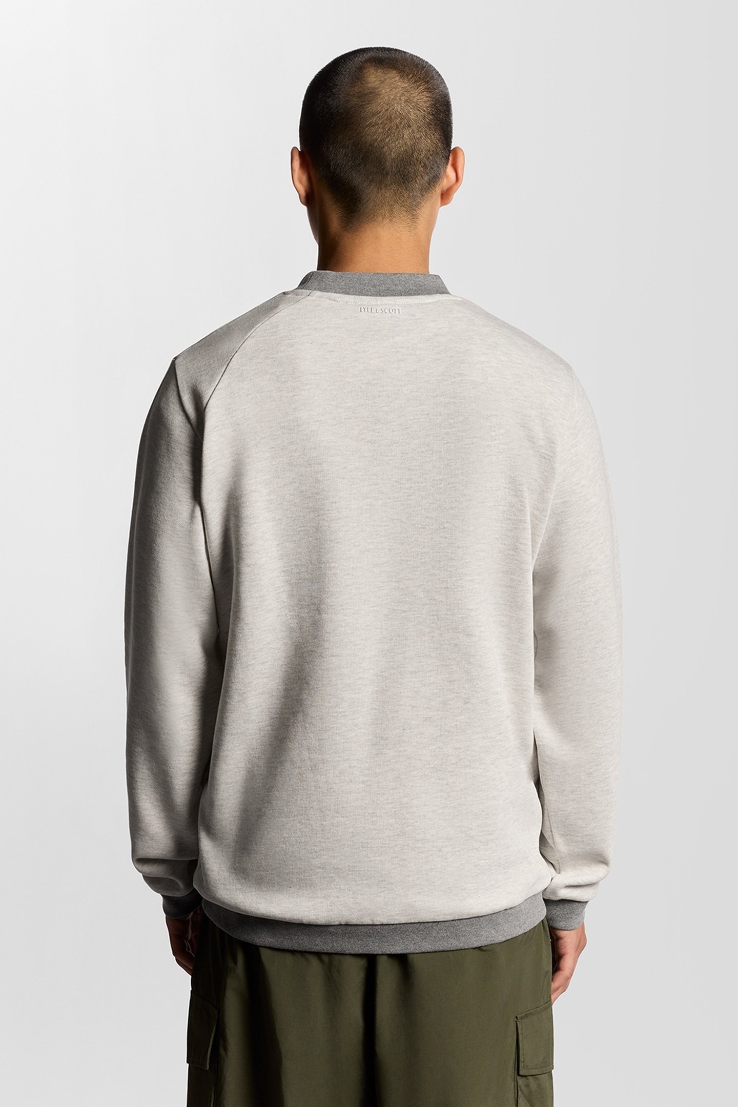 HALF RAGLAN CREW NECK SWEATSHIRT LIGHT GREY MARL 3