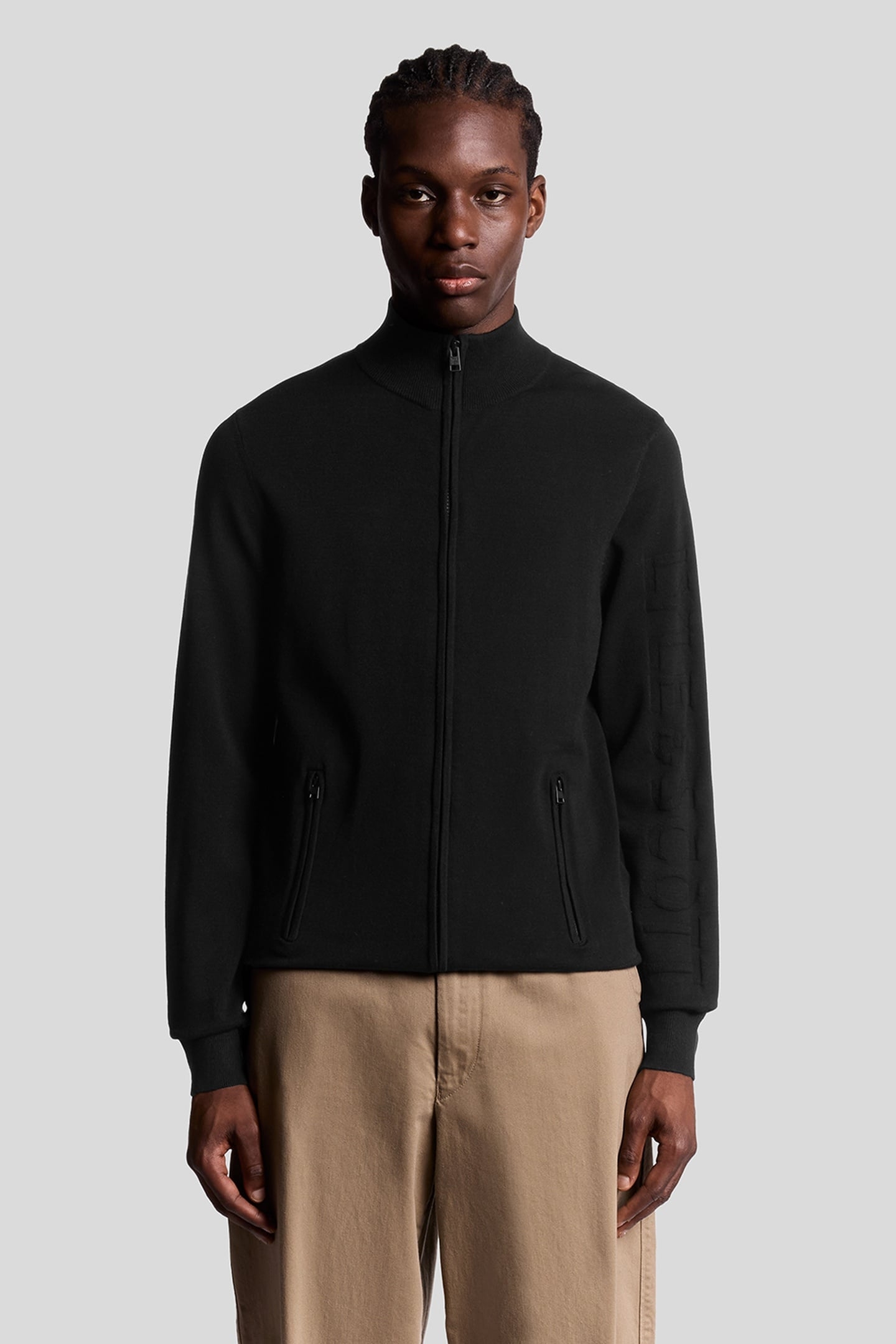 MESH LOGO KNITTED TRACK JACKET PUTTY 1