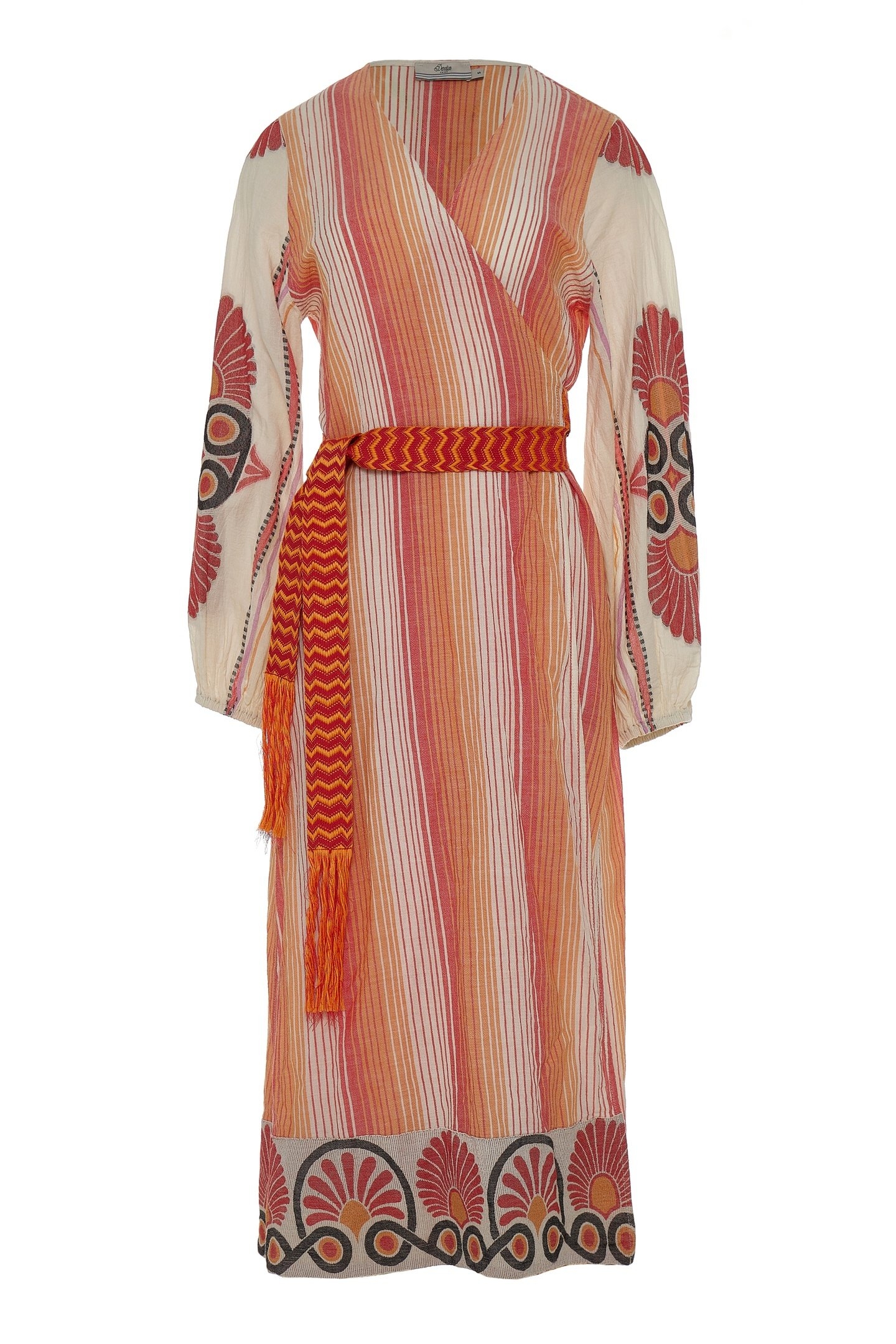 ZHN LONG DRESS JACQUARD WITH BELT RED ORANGE 1