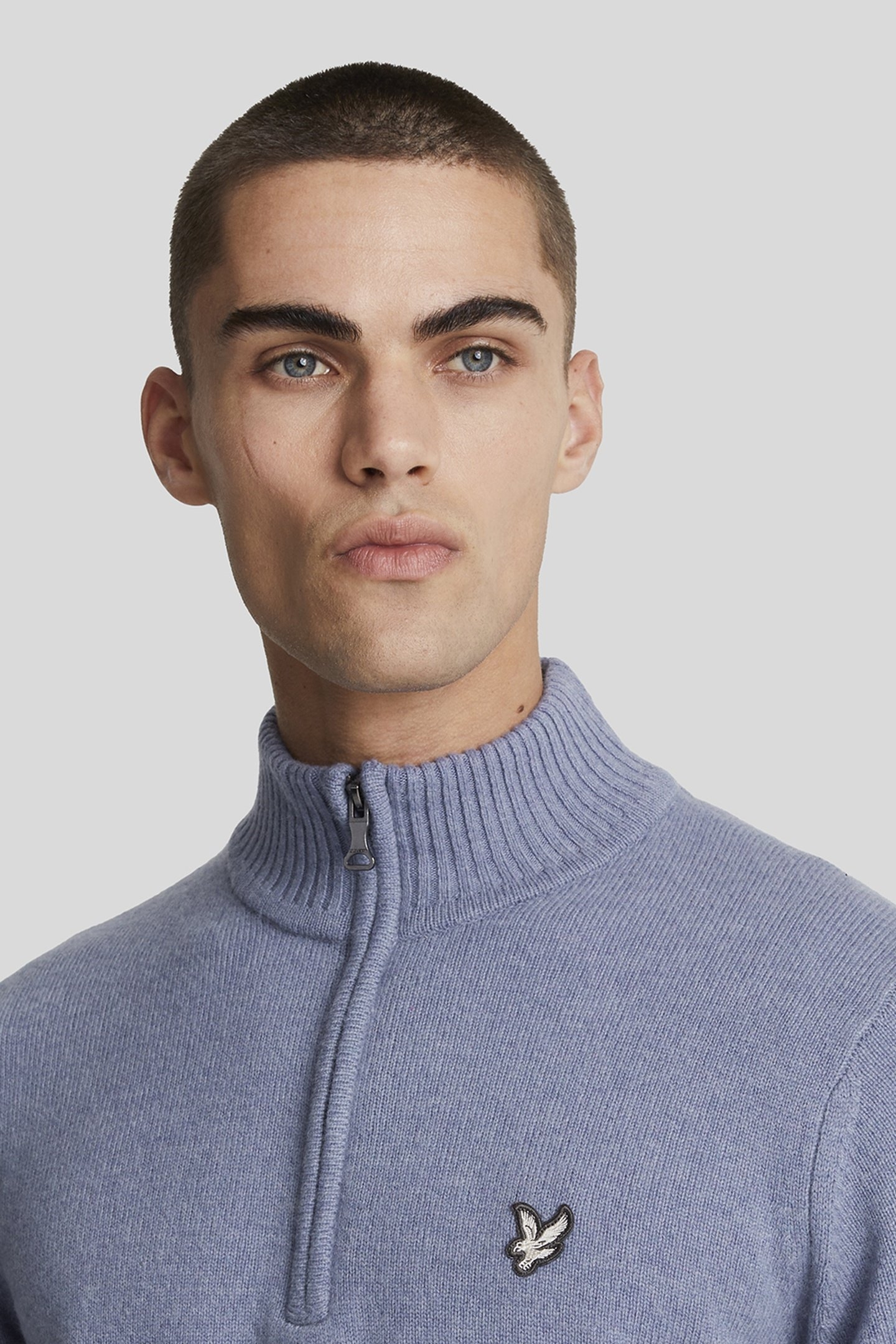 LAMBSWOOL QUARTER ZIP JUMPER FACTORY BLUE 5