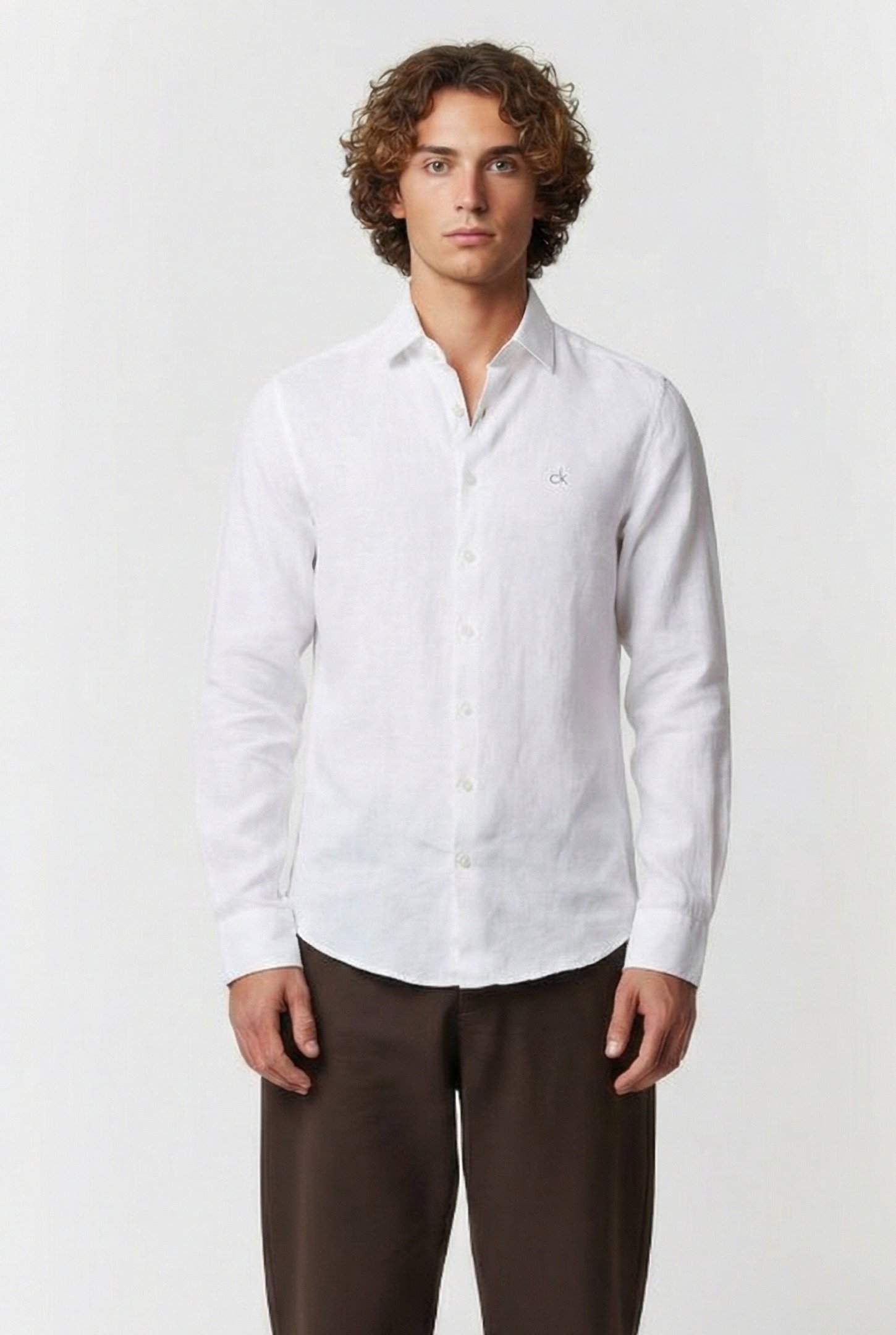 LINEN SOLID SLIM SHIRT WHITE 1