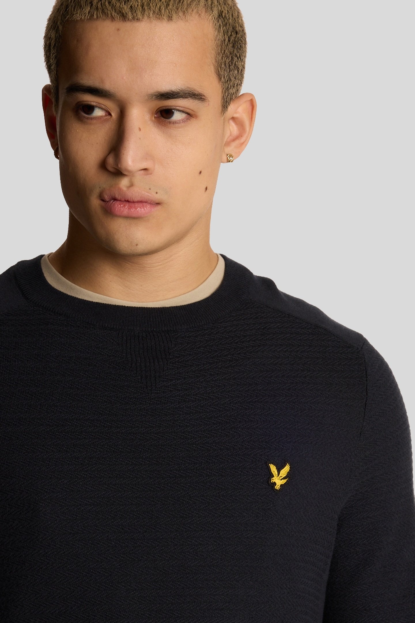 HERRINGBONE KNITTED JUMPER DARK NAVY 5