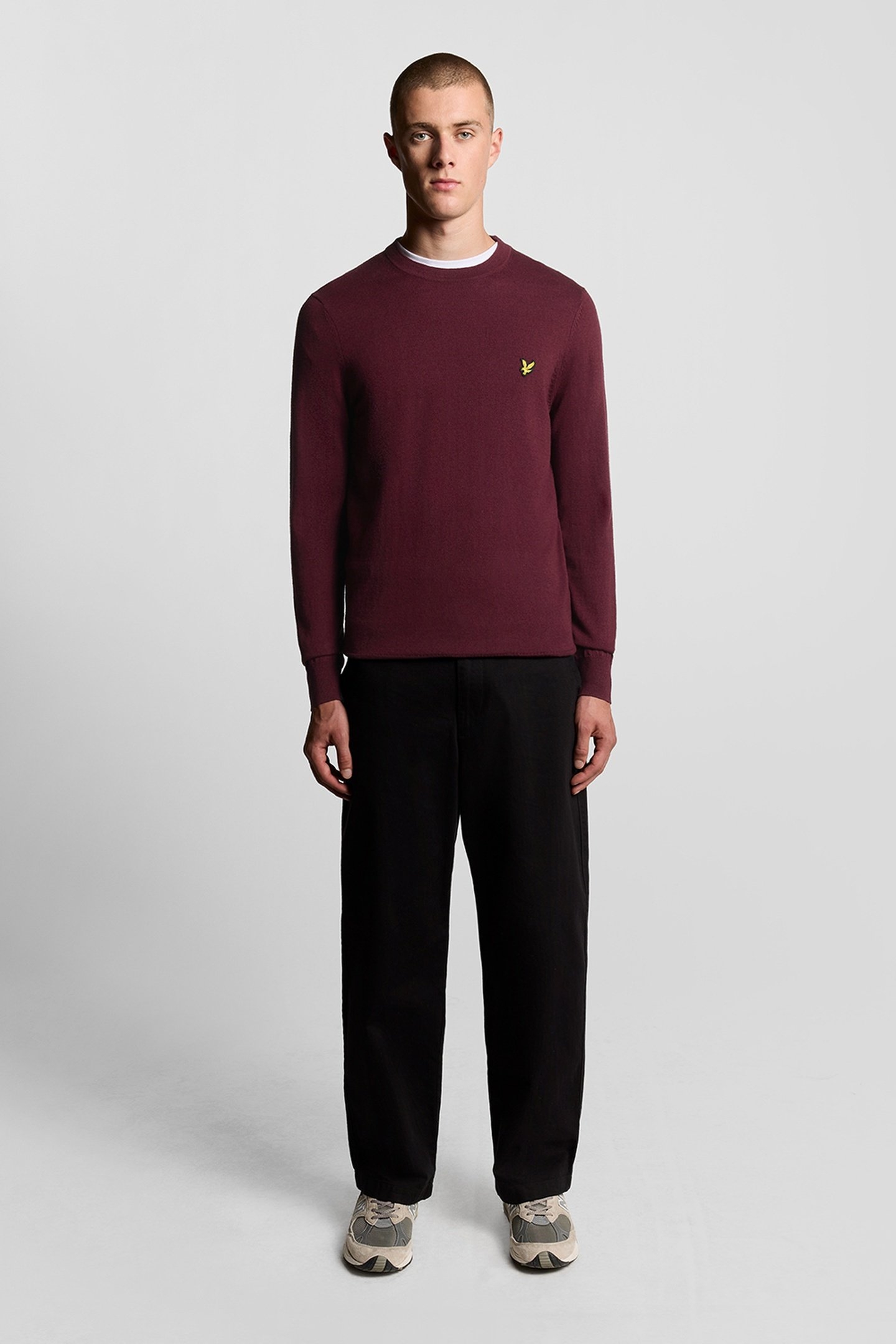 COTTON MERINO CREW NECK JUMPER PORT 1