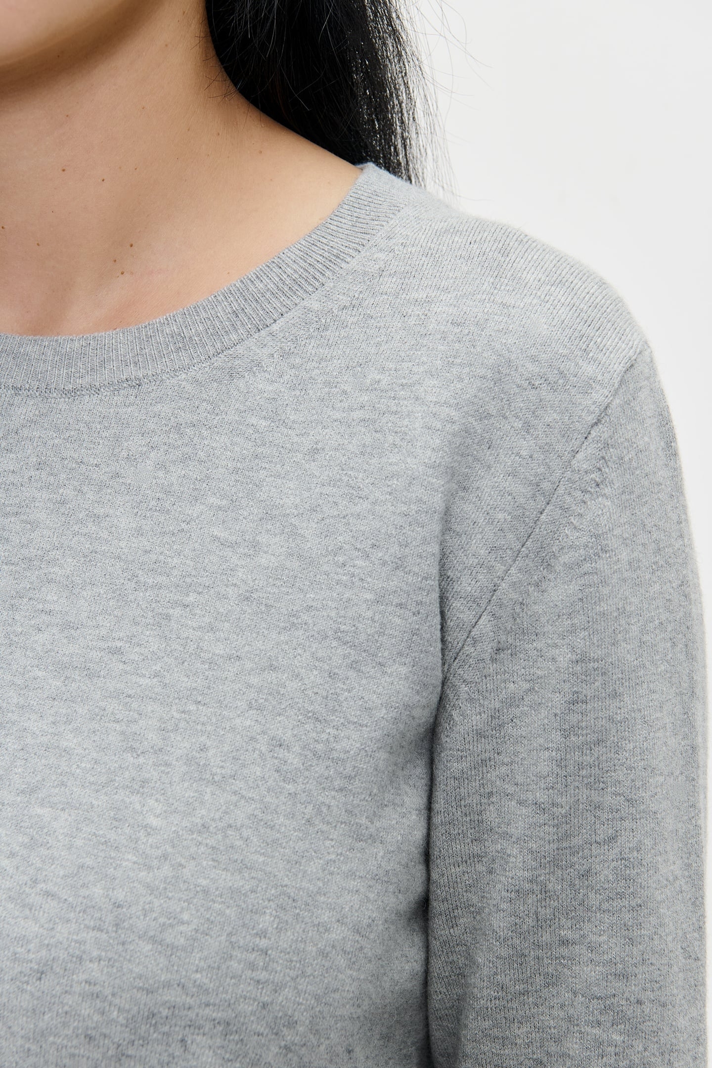 CASHMERE SHORT SLEEVE TOP LIGHT GREY MELANGE 4