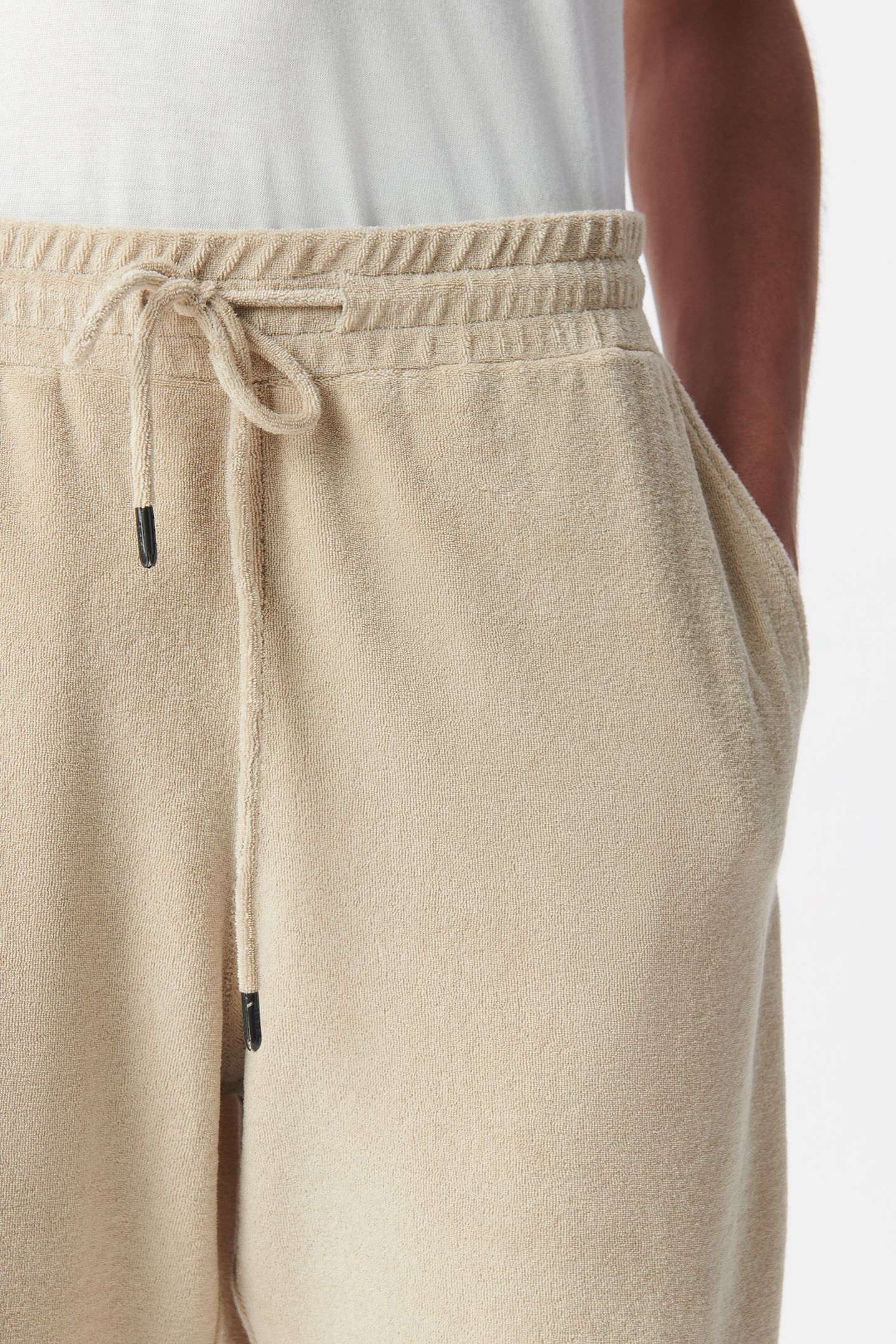 BEIGE TERRY CLOTH BERMUDA SHORTS 5