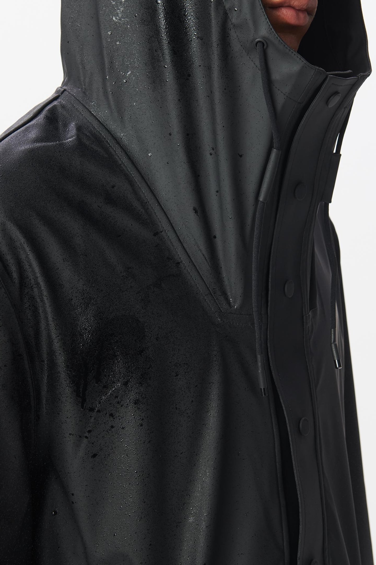 BLACK RUBBER NYLON HOODED PARKA 6