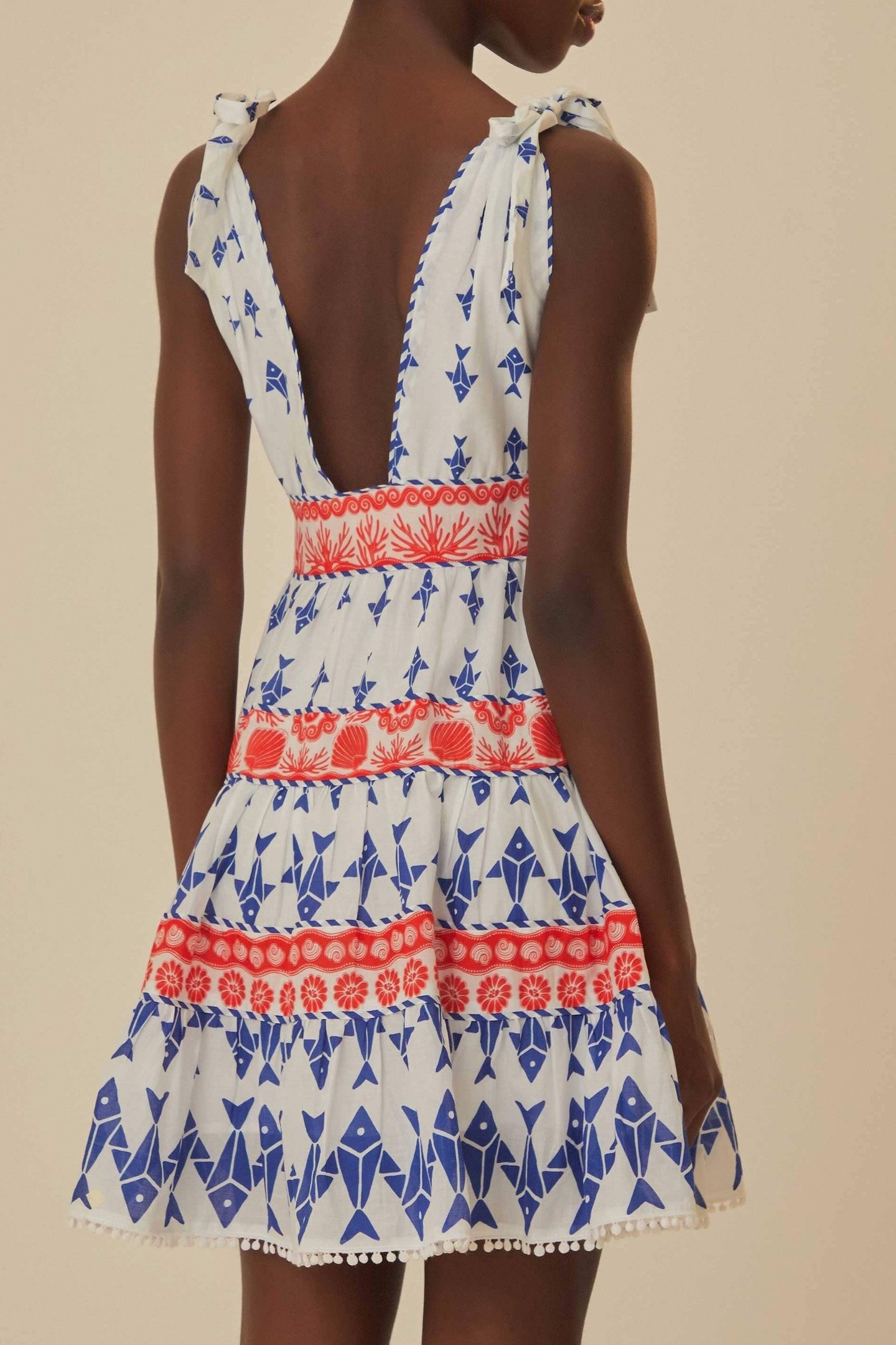 GRAPHIC FISHES OFF WHITE MINI DRESS 3