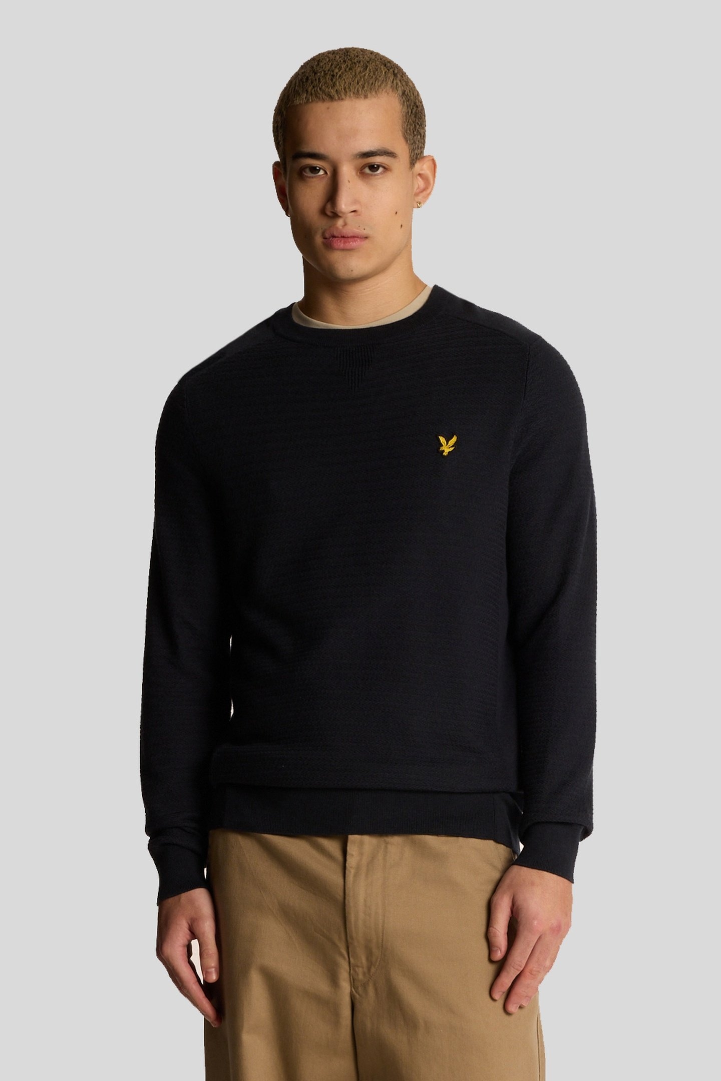 HERRINGBONE KNITTED JUMPER DARK NAVY 1