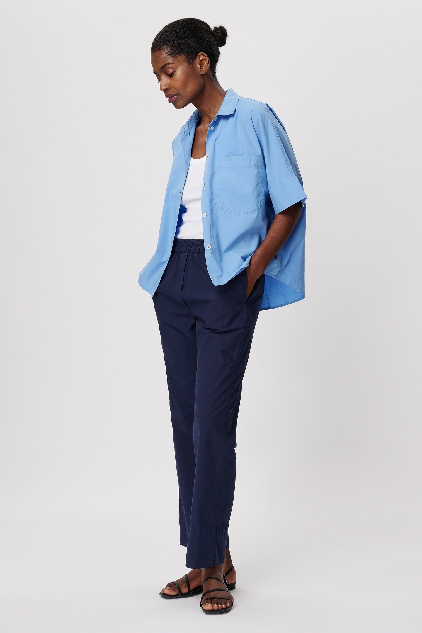 POPLIN BOXY SHORT SLEEVE TOP SKY BLUE 3