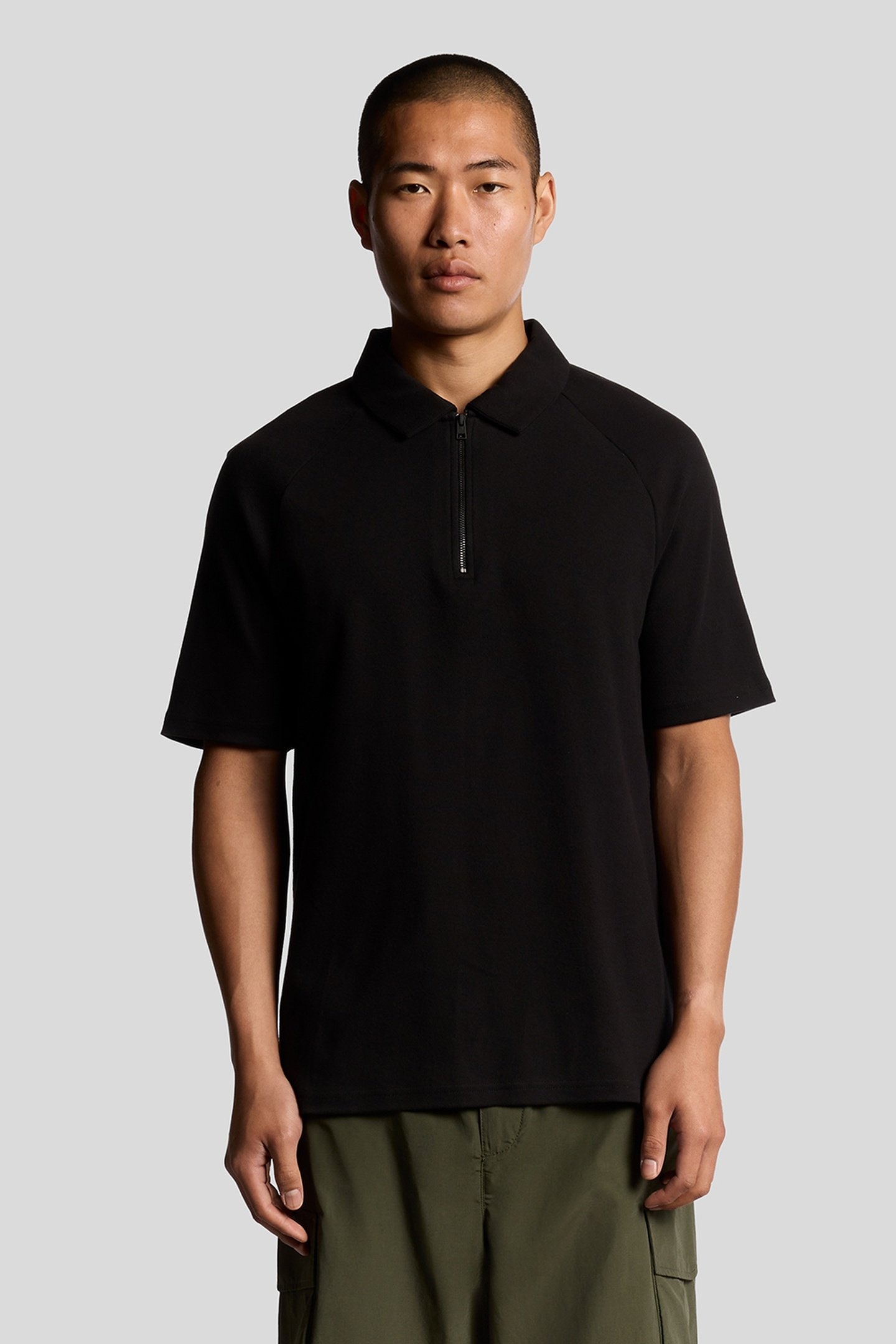 INTERLOCK ZIPPED POLO SHIRT JET BLACK 2