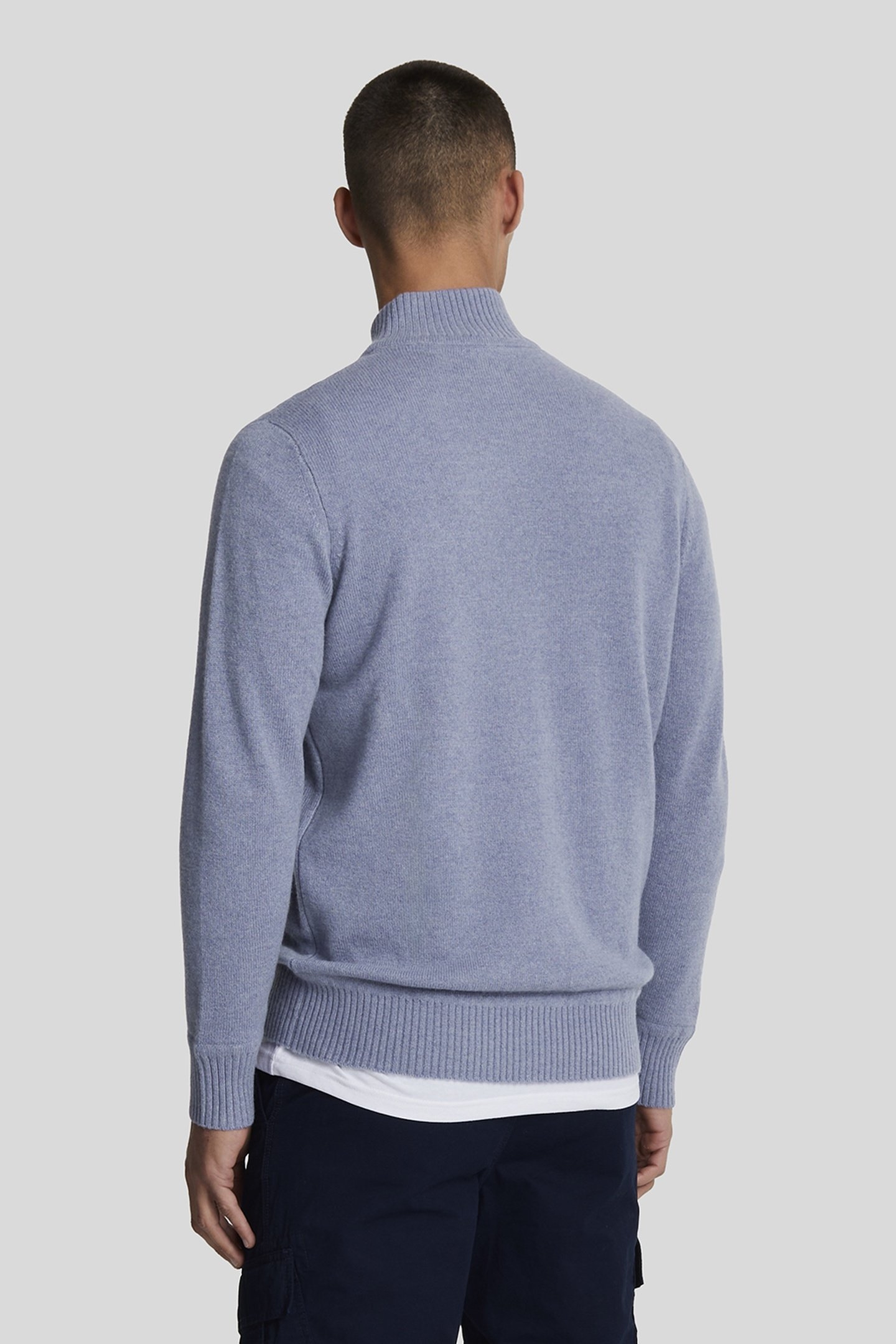 LAMBSWOOL QUARTER ZIP JUMPER FACTORY BLUE 3