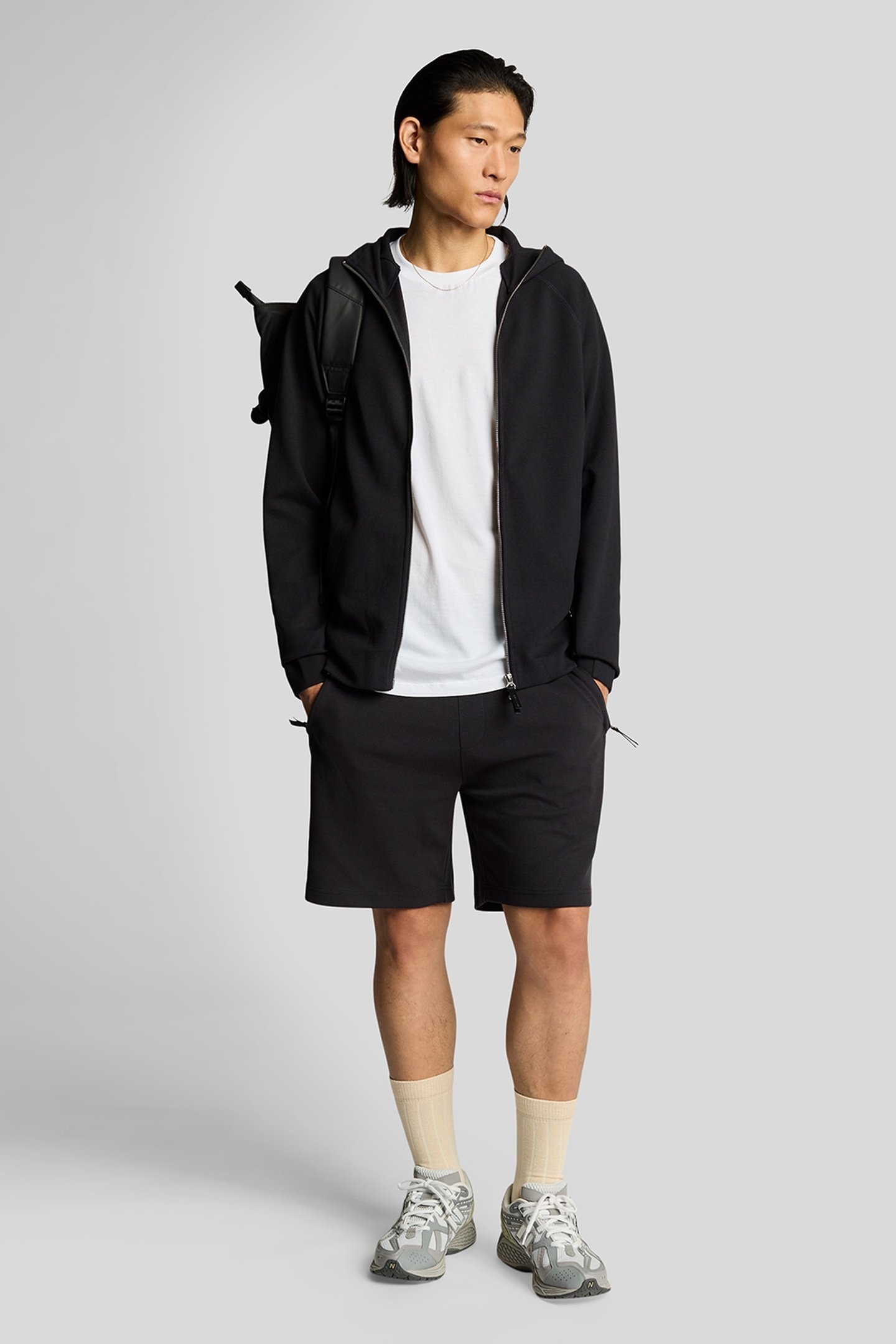 DIAGONAL INTERLOCK HOODED ZIP THROUGH LACQUER 1