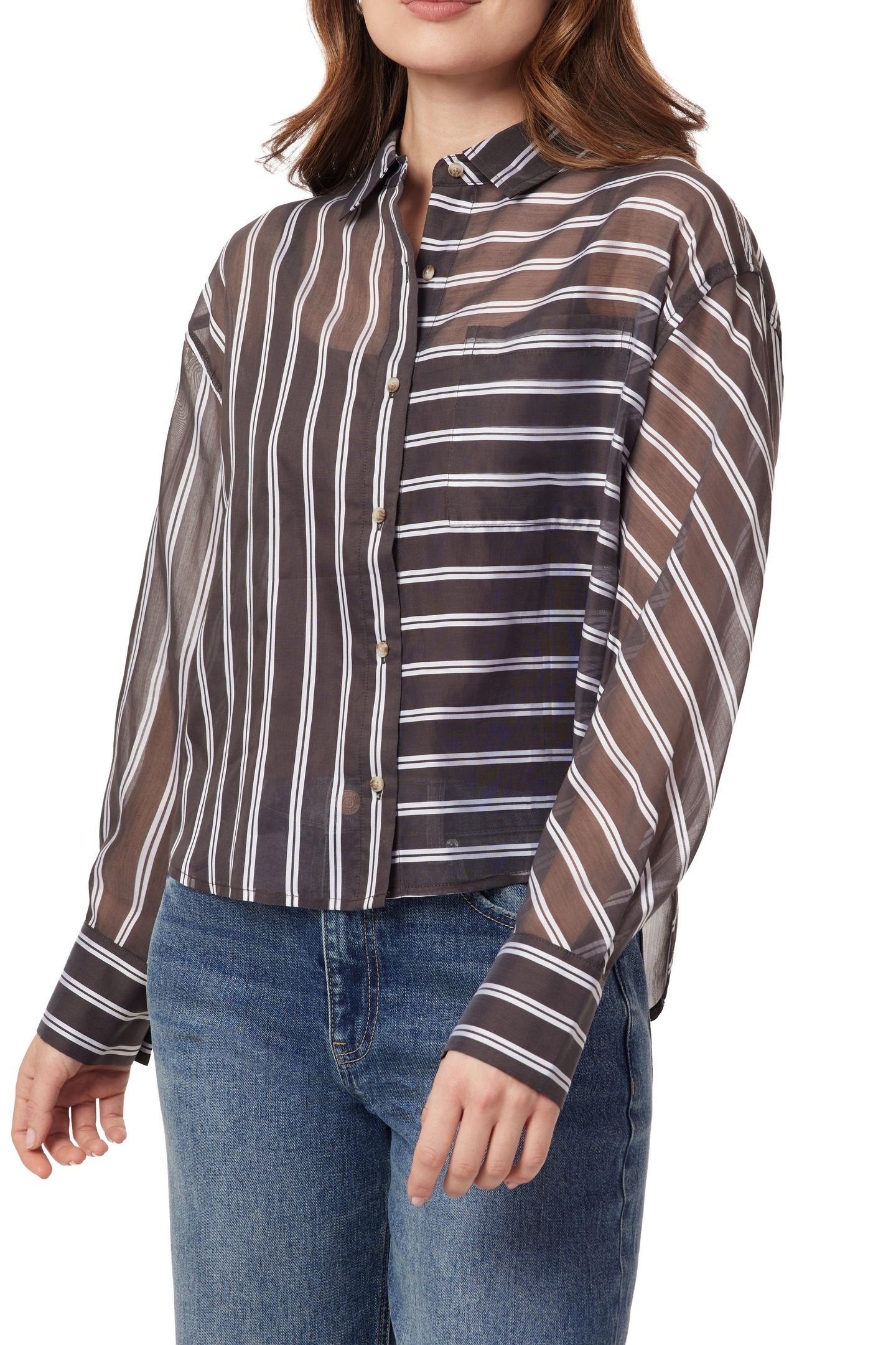 CROPPED SHIRT BROWN STRIPE 2