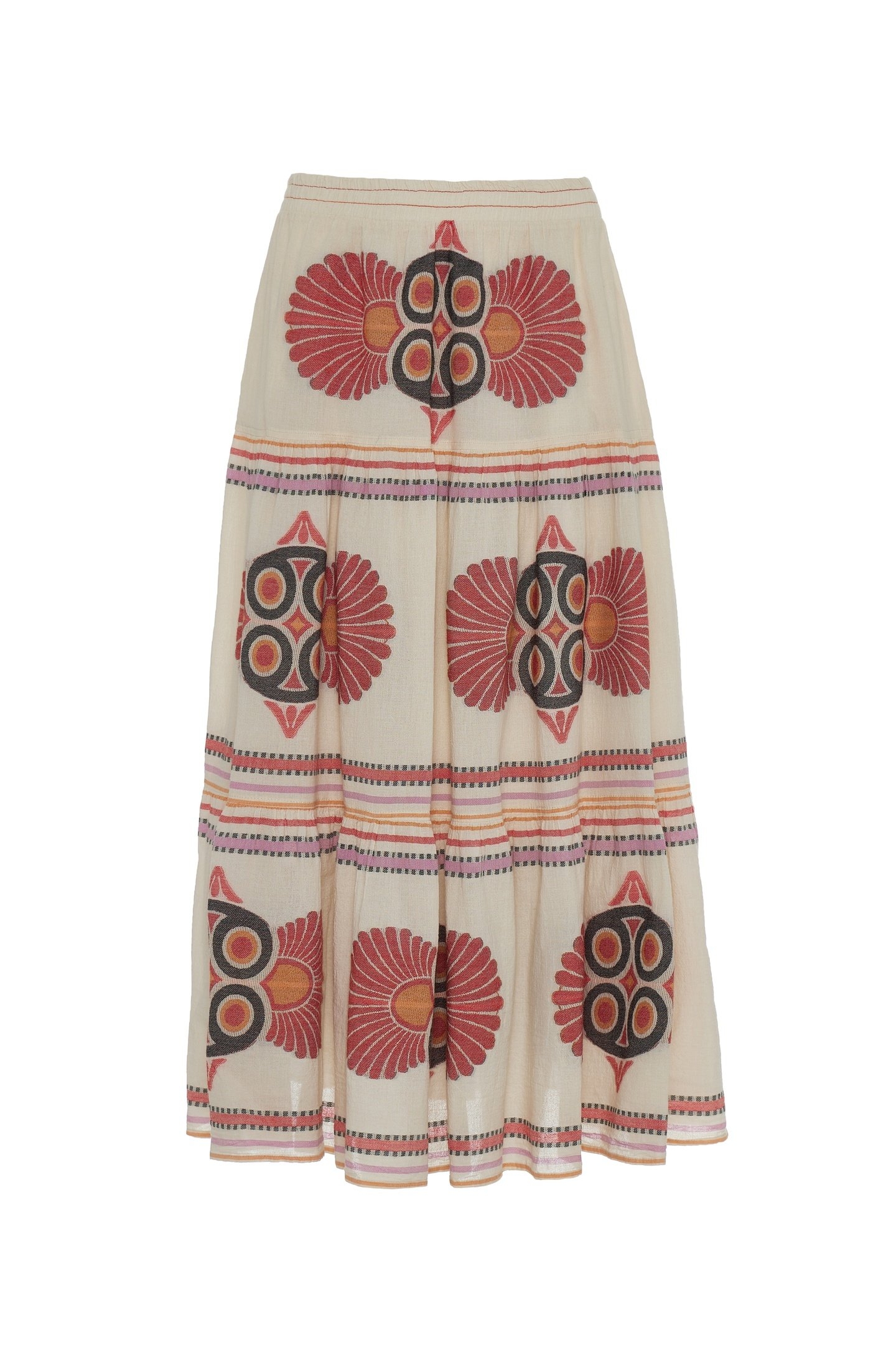 OLYMPIA MIDI SKIRT JACQUARD RED ORANGE 2