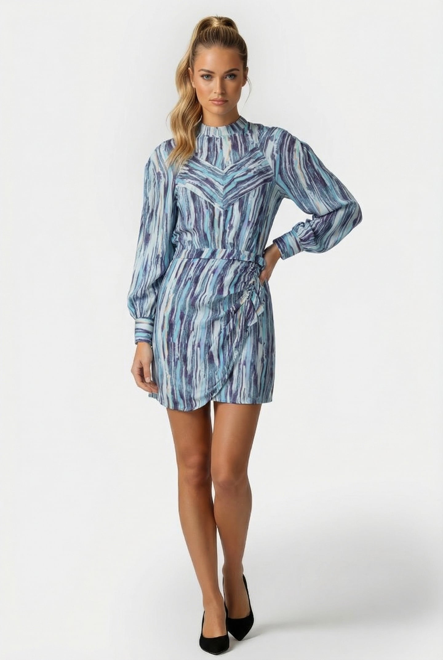 ISIARI DRESS MIXED BLUE 1