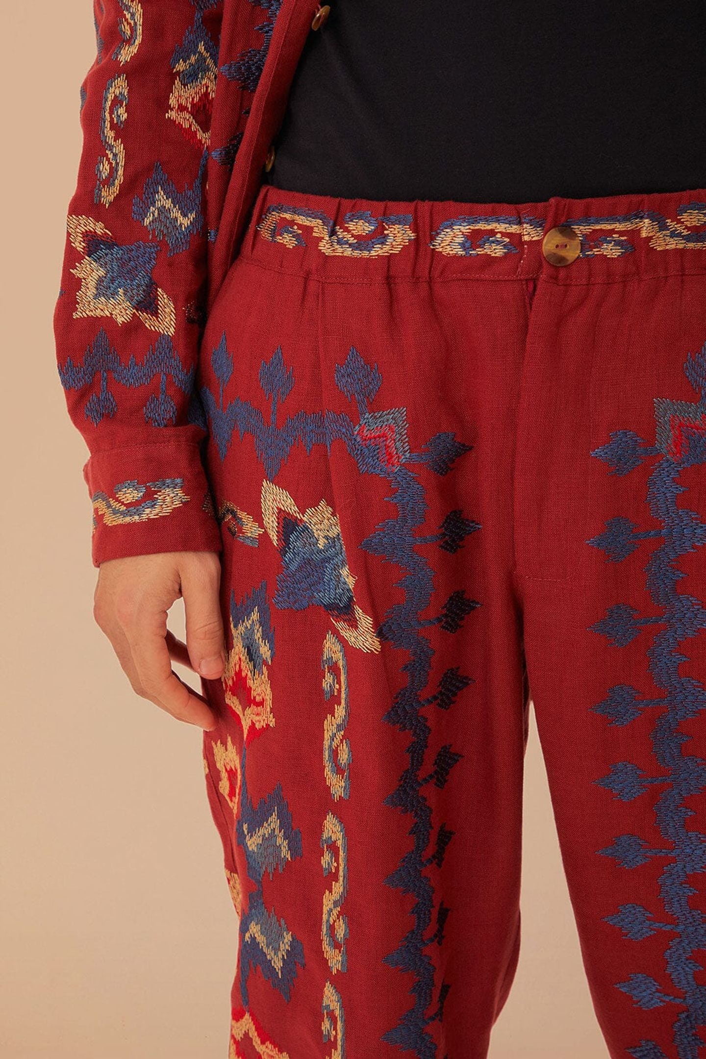 FLORAL EMBROIDERY JACQUARD PANTS 6