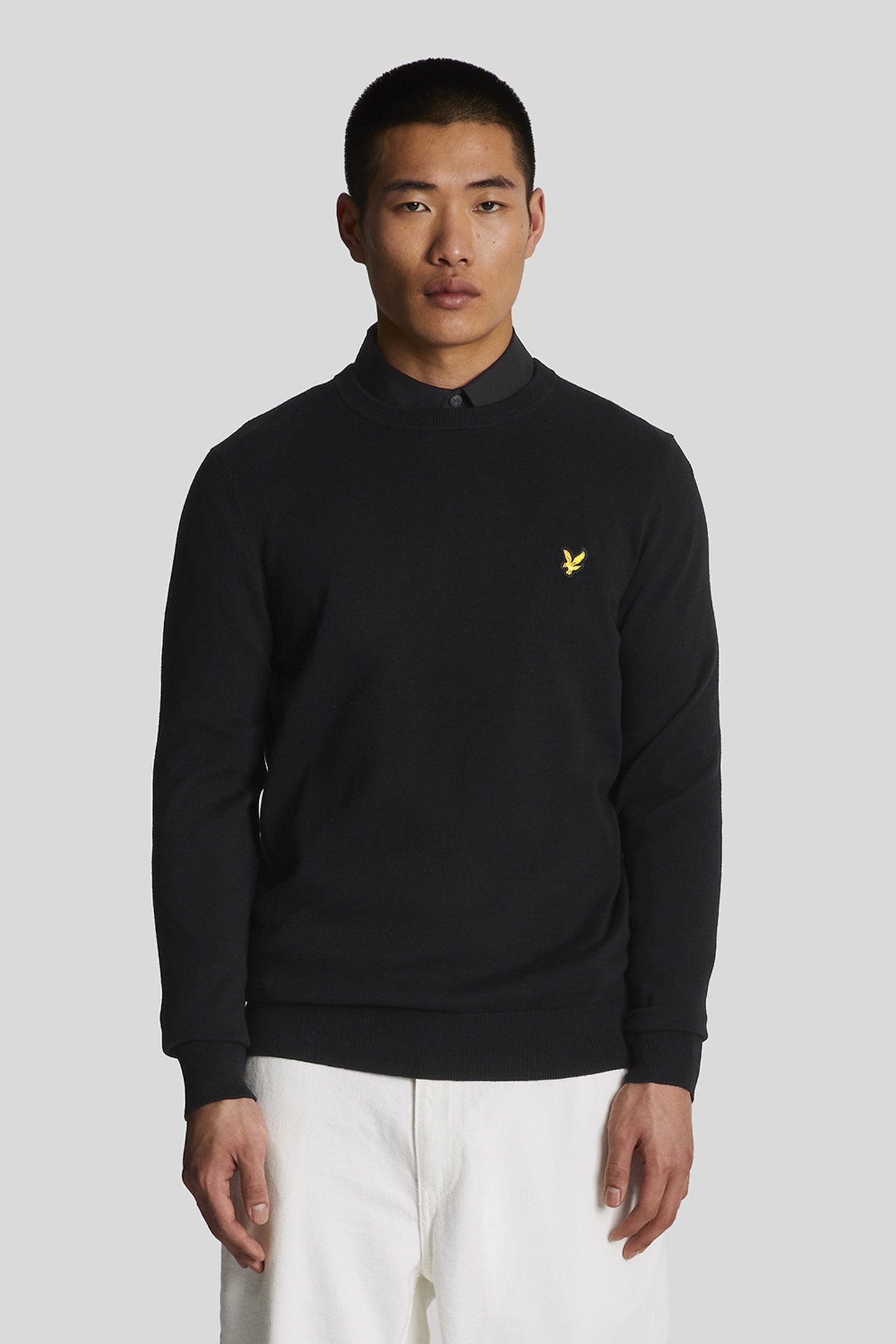 COTTON CREW NECK JUMPER JET BLACK 3