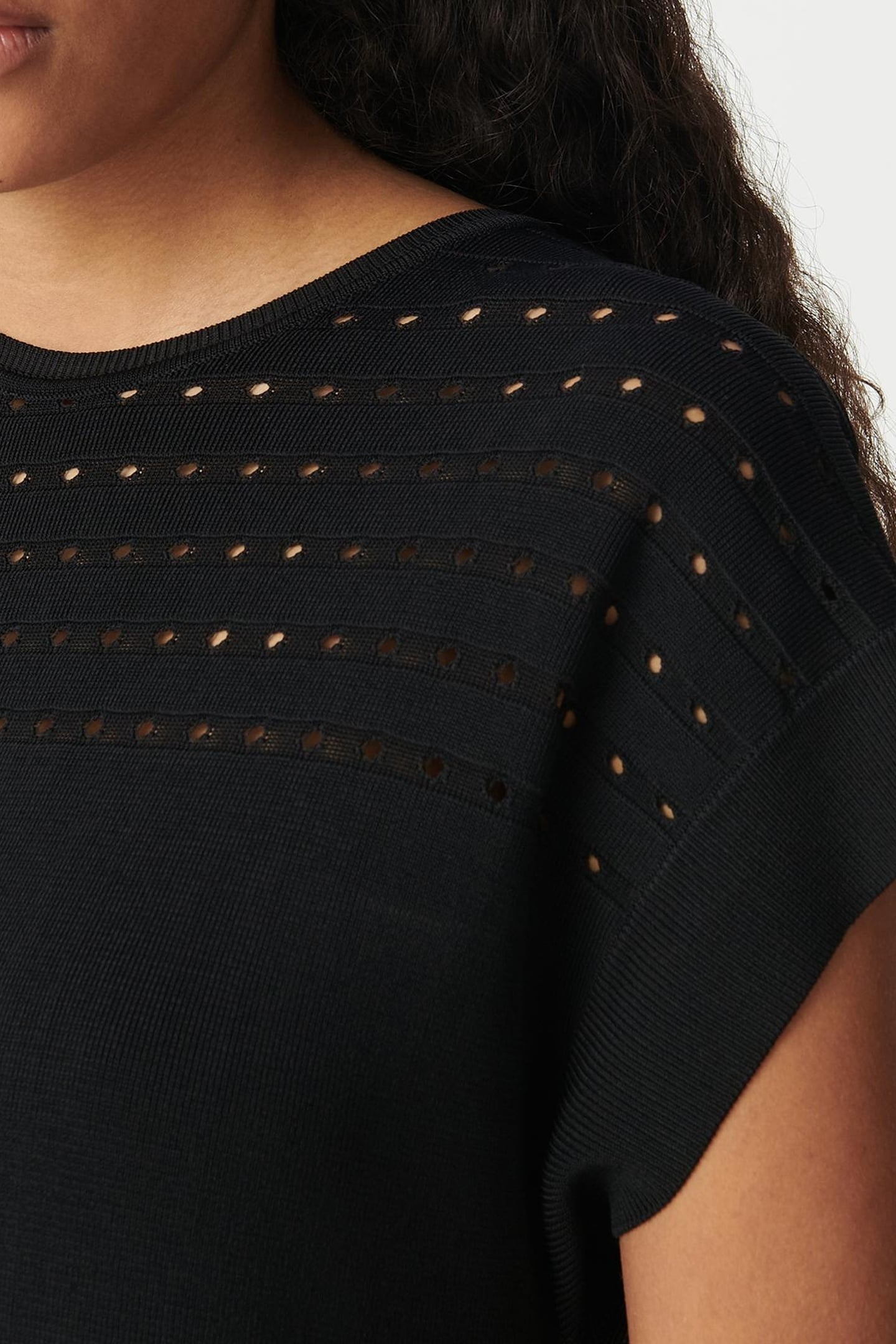 BLACK OPENWORK KNIT DRESS 5