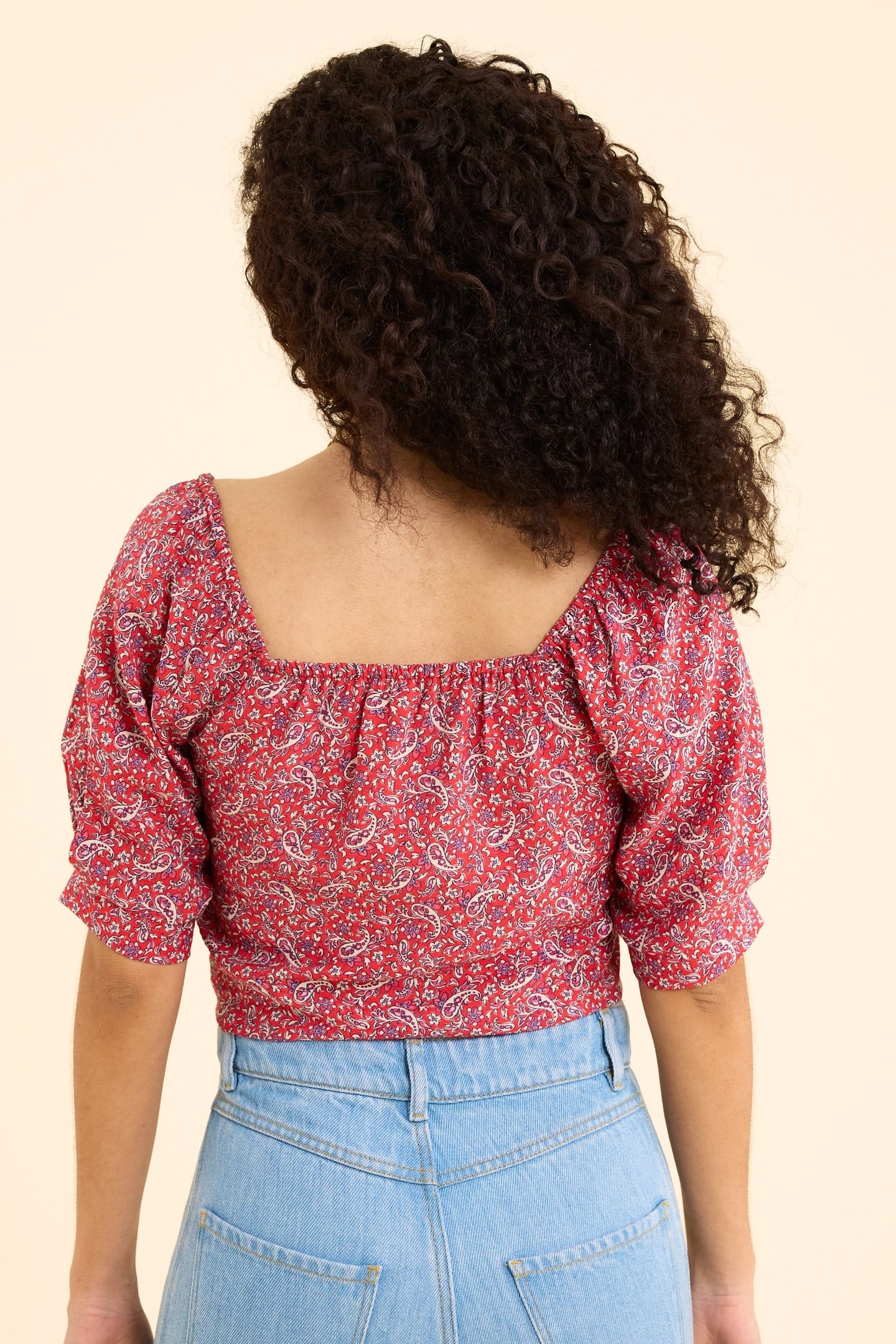 RED PAISLEY PRINT TOP CARMINE RED 5