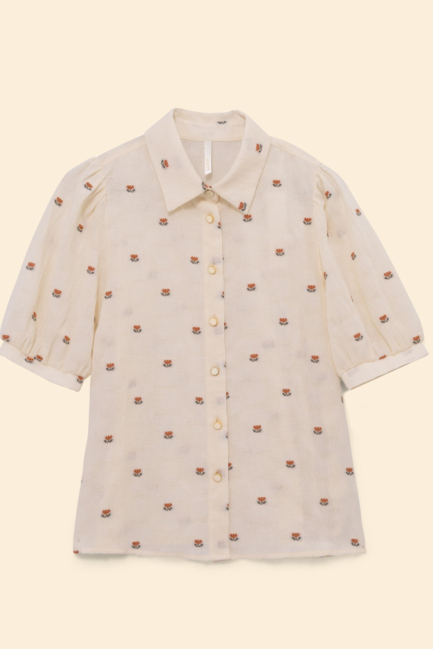ECRU SHIRT WITH FLOWER MOTIFS ECRU 7
