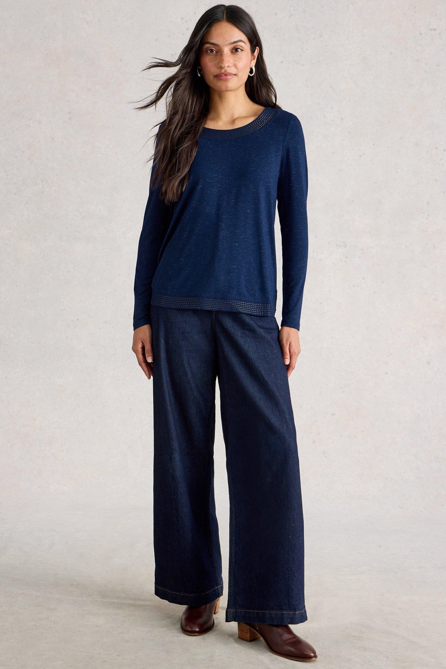 WEAVER LS SPARKLE TEE DARK NAVY 2