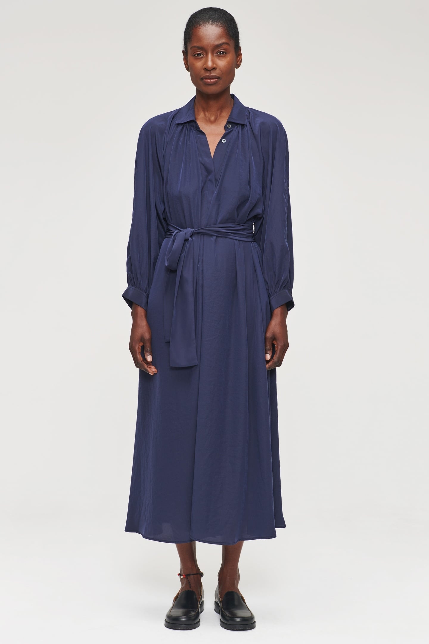 TECHNOSILK GATHERED DRESS INK BLUE 1