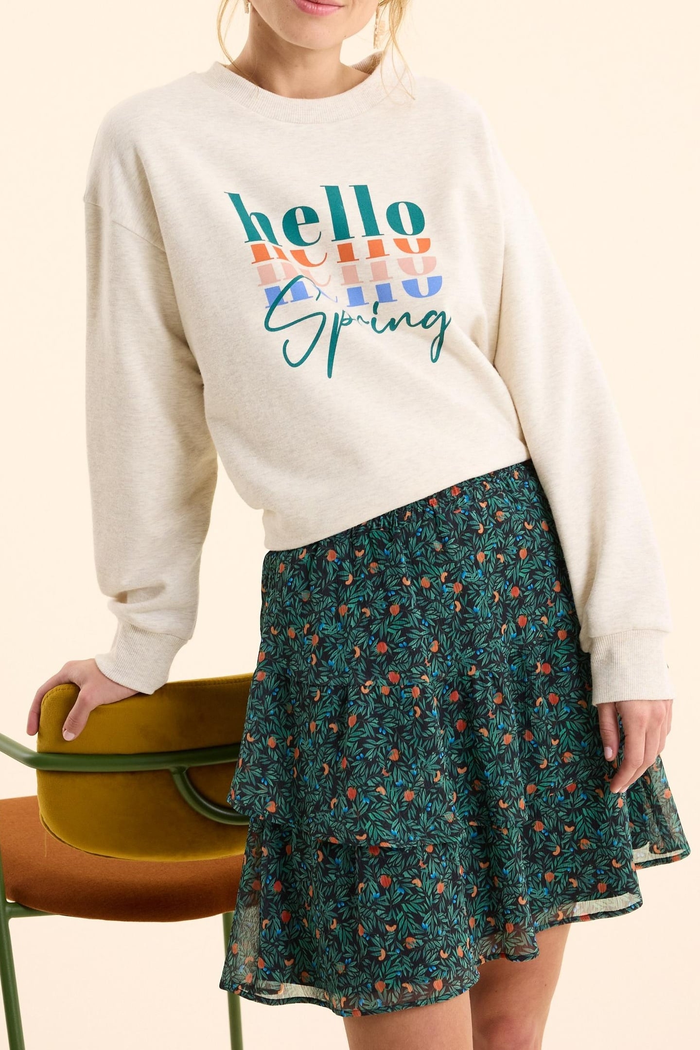 GREEN SHORT SKIRT WITH SUMMER FRUIT PRINT GREEN 1