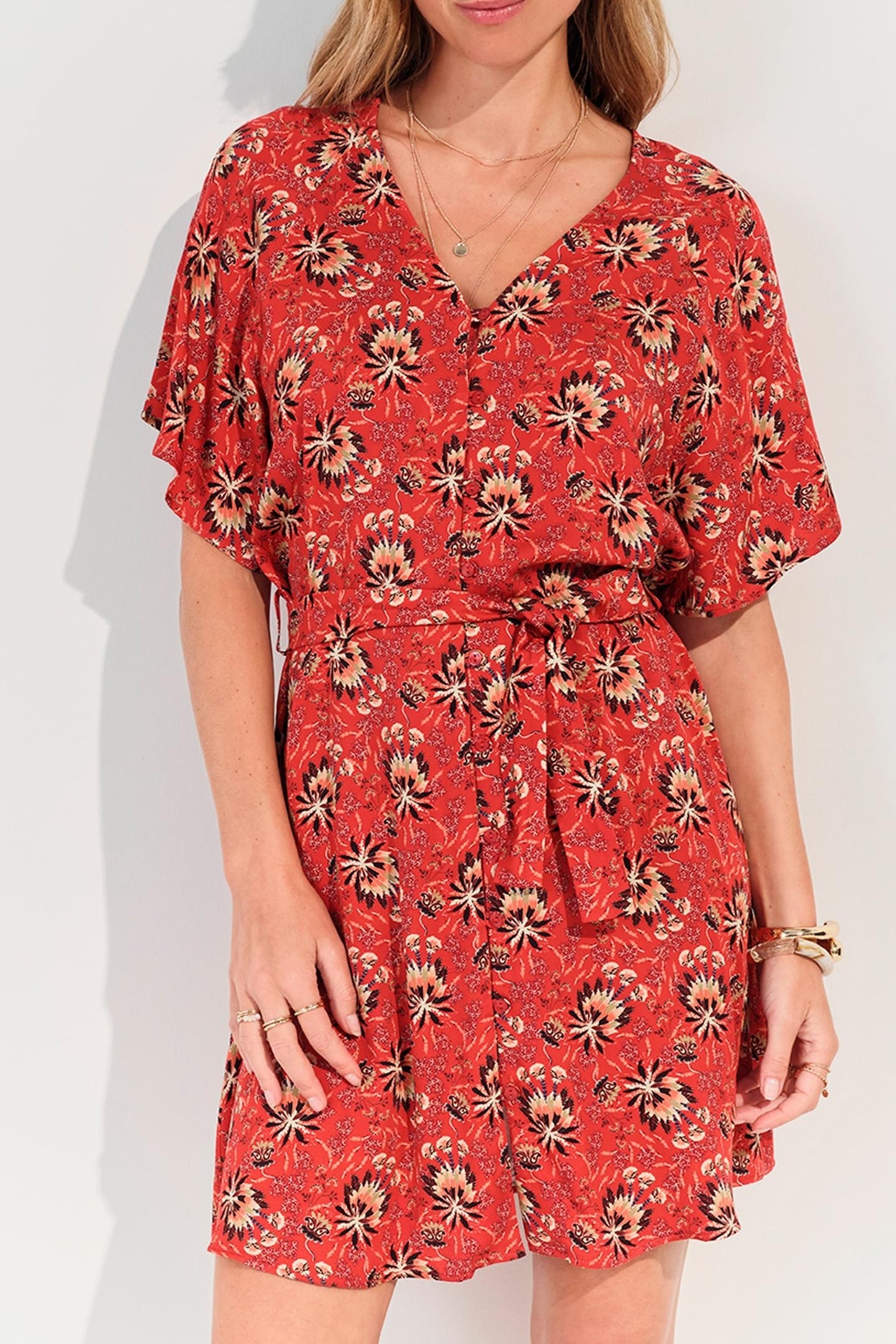 RADKA - ORANGE FLORAL PRINT SUMMER DRESS 2