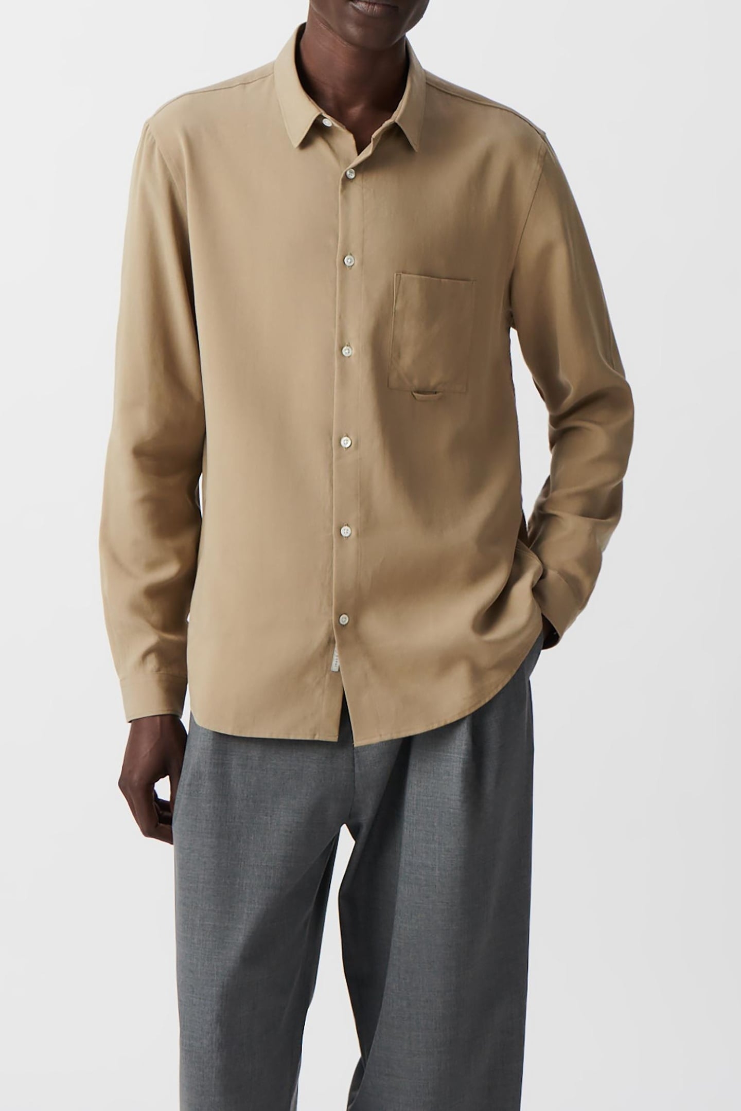 BEIGE LYOCELL® LENZING™ ECOVERO™ REGULAR SHIRT 2