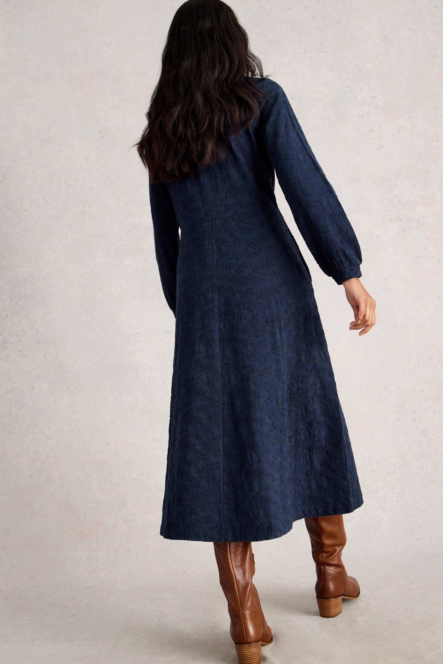 MEGAN EMBROIDERED JERSEY DRESS DARK NAVY 3