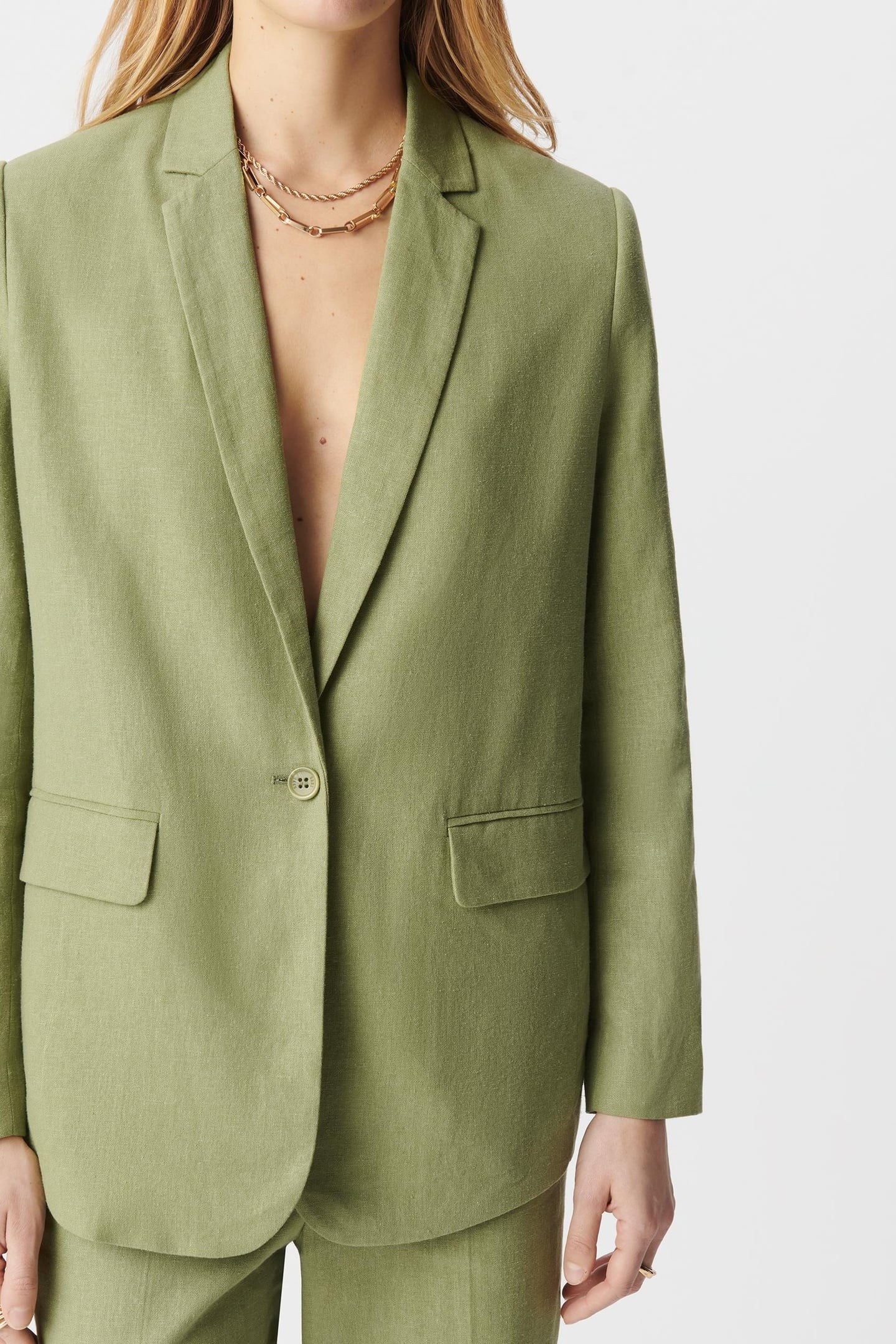 GREEN LINEN AND COTTON SUIT JACKET 5