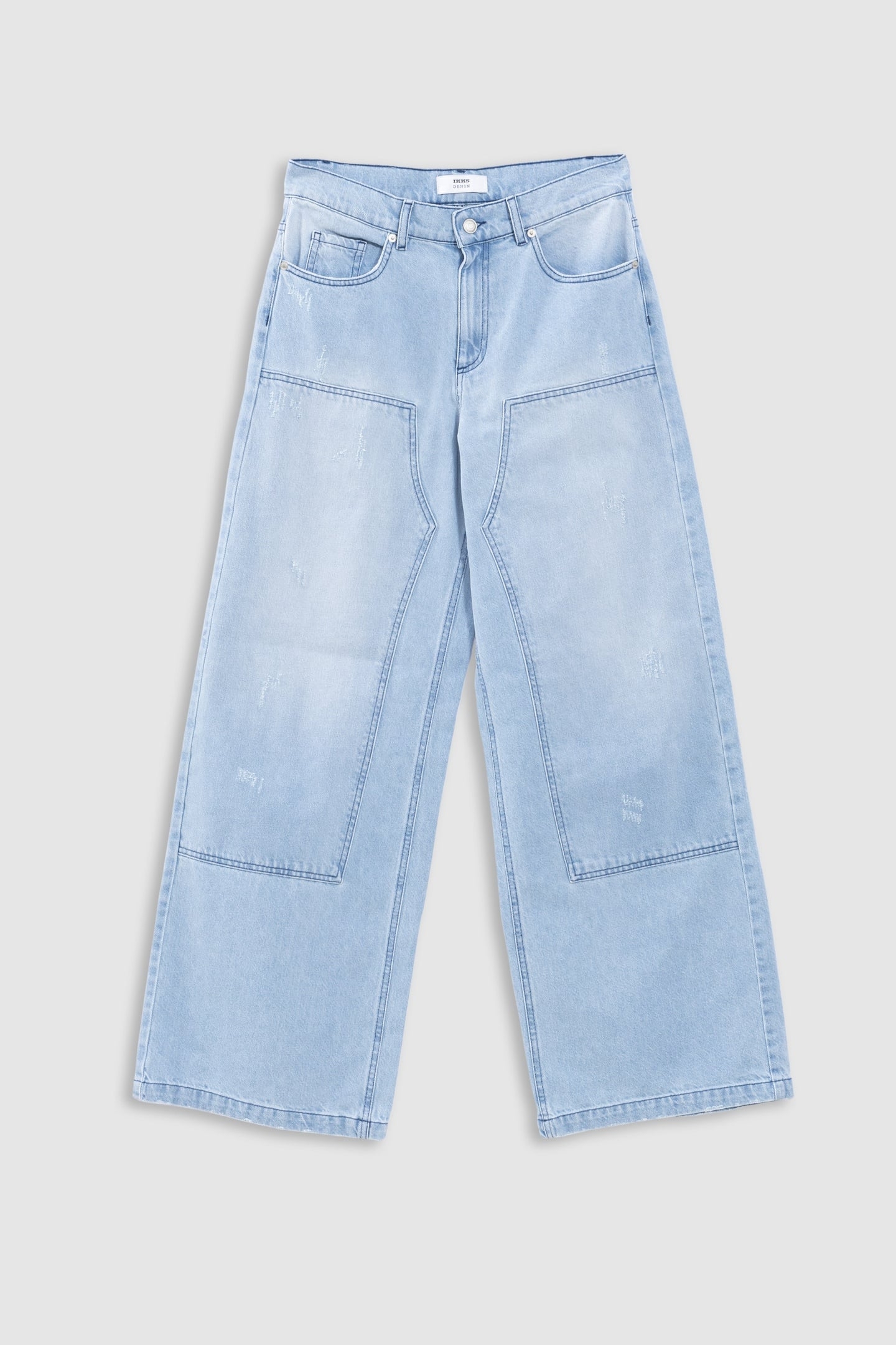 WIDE-LEG LIGHT BLUE DENIM JEANS WITH WORN EFFECT 2