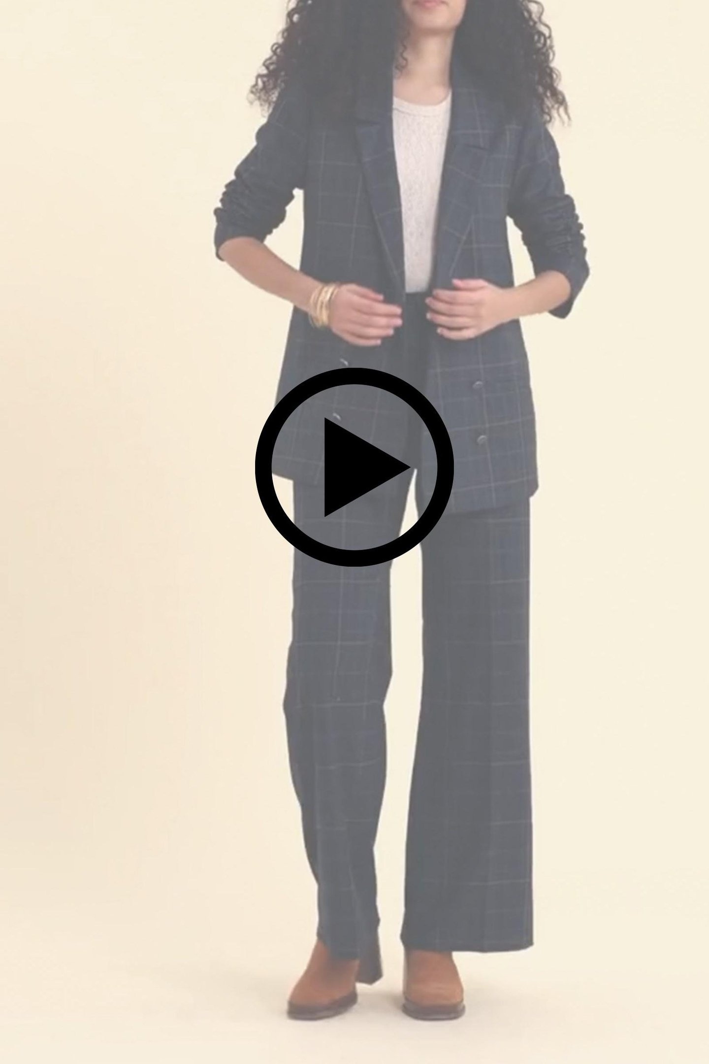 NAVY CHECK SUIT TROUSERS MARINE 4