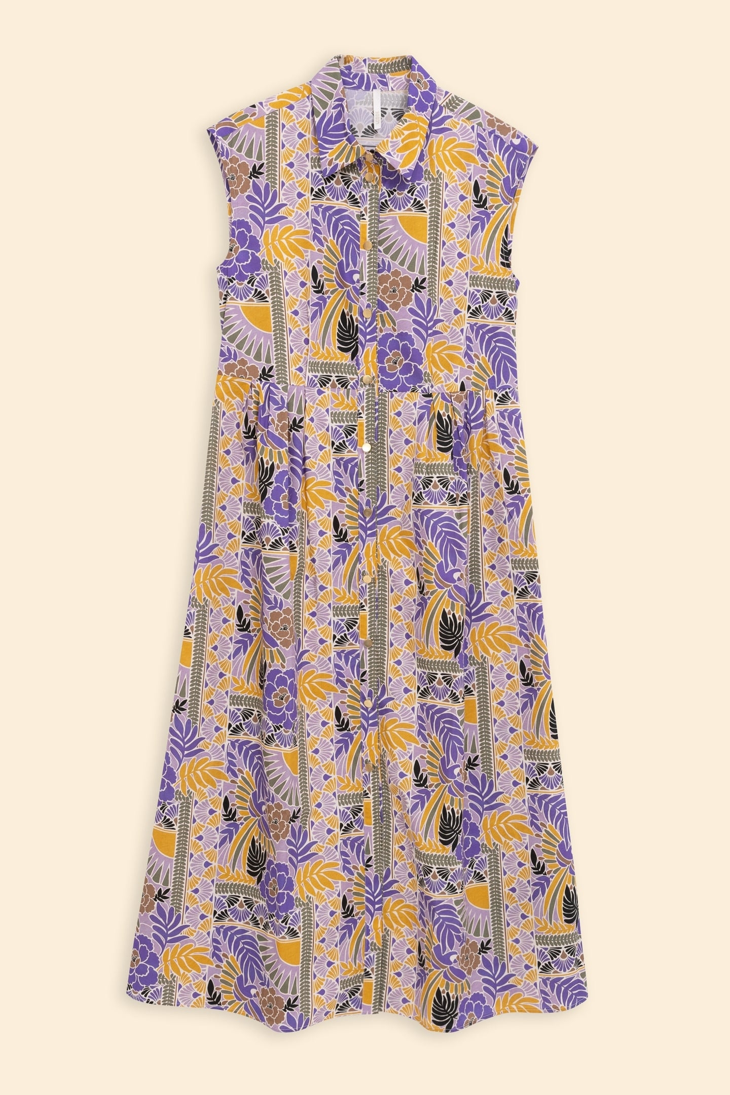 MAUVE LONG SHIRT-DRESS WITH PARROT PRINT PARMA 6