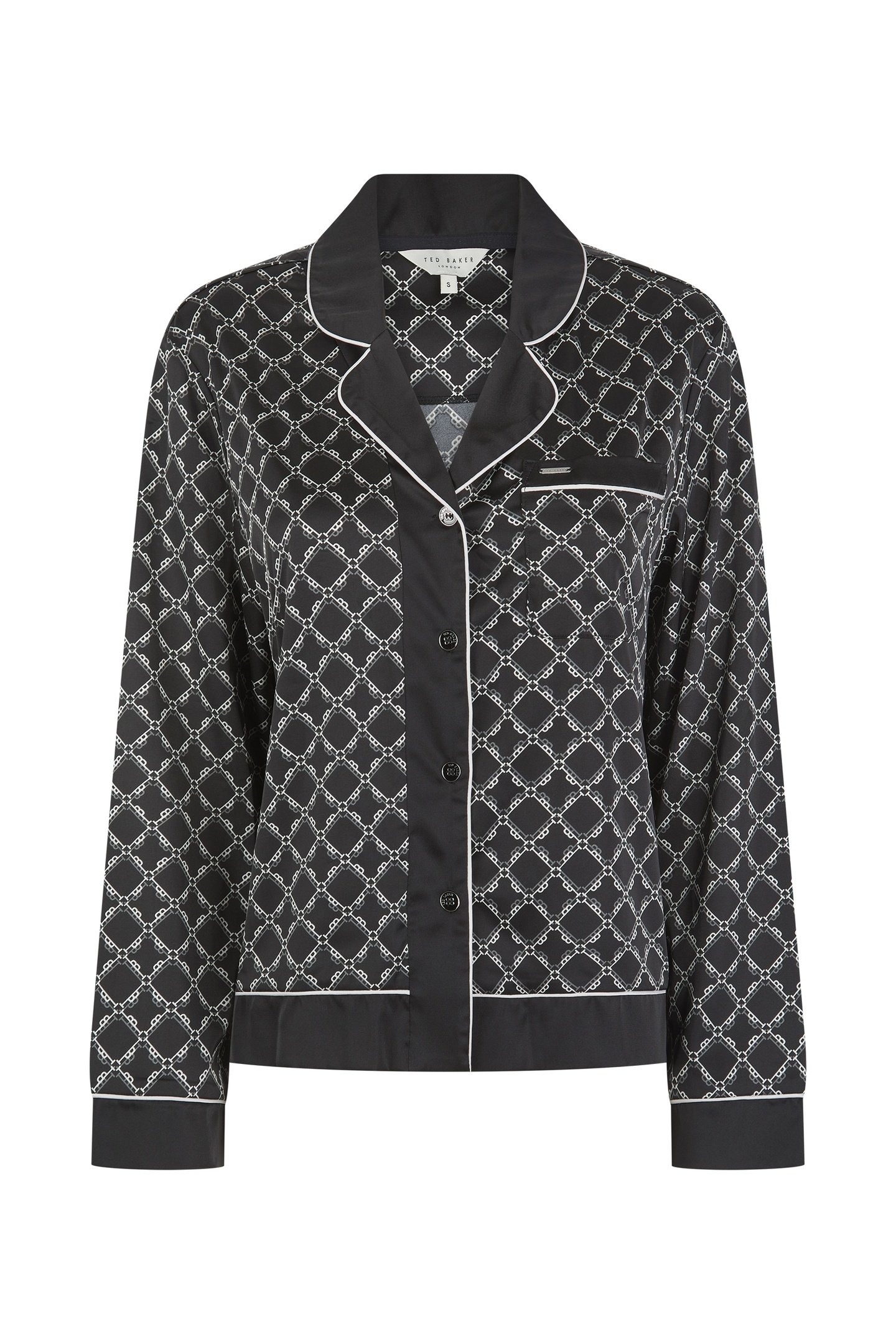 TILLY LONG MONOGRAM PRINTED PYJAMA SET JET BLACK PRINT 3