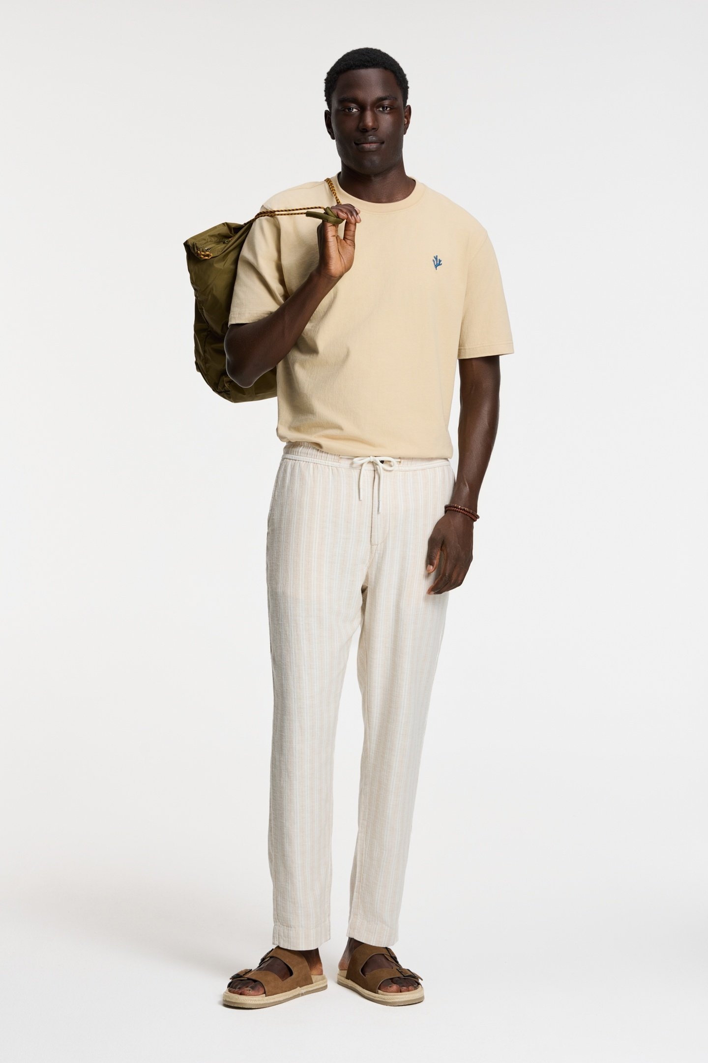 LENNY LINEN TROUSERS YARN DYE STRIPES BEIGE SAND STRIPES 2