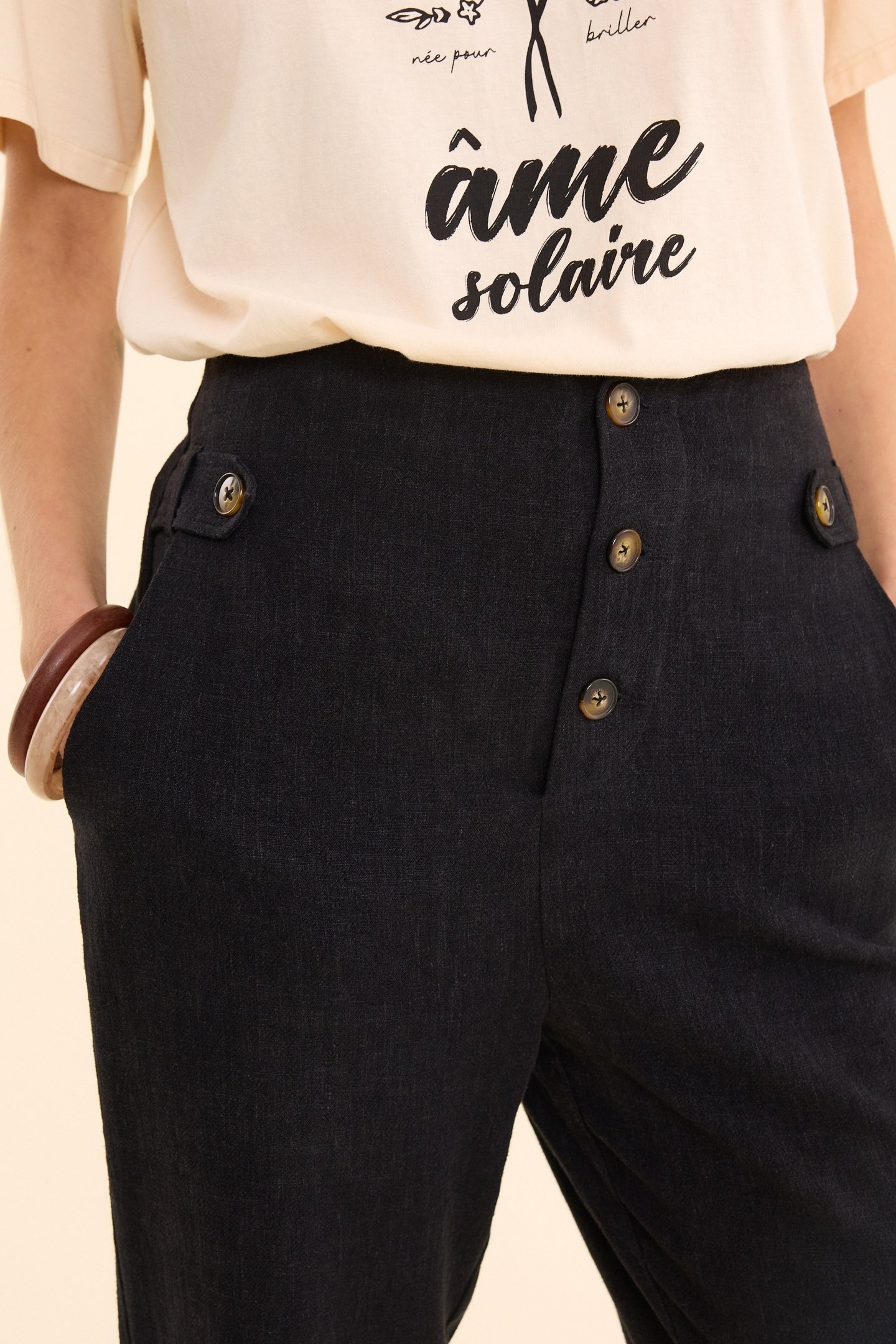 BLACK COTTON LINEN SUIT PANTS BLACK 3