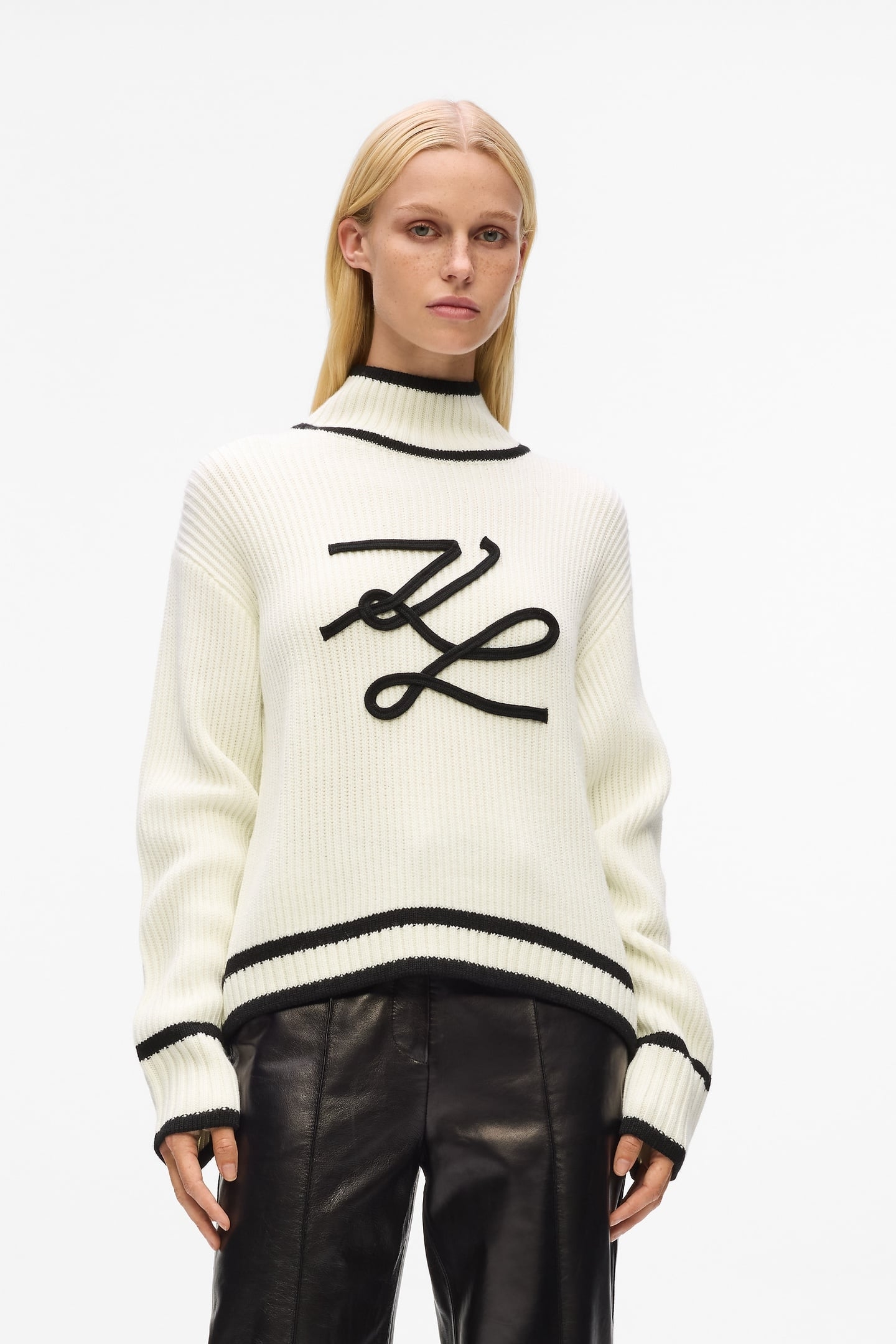 WHITE SOUTACHE AUTOGRAPH KNIT 1