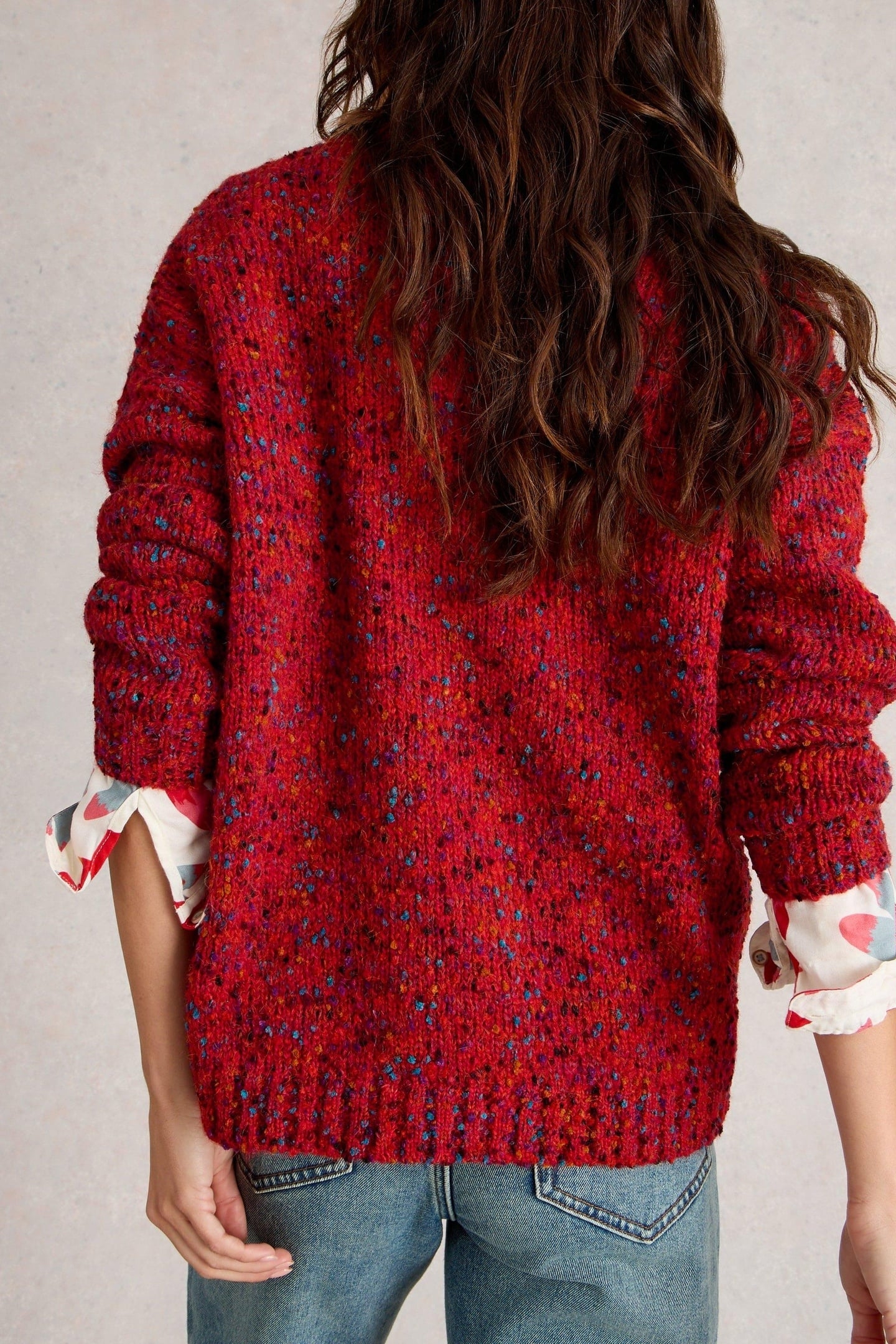 TEXTURE V NECK MID RED 3