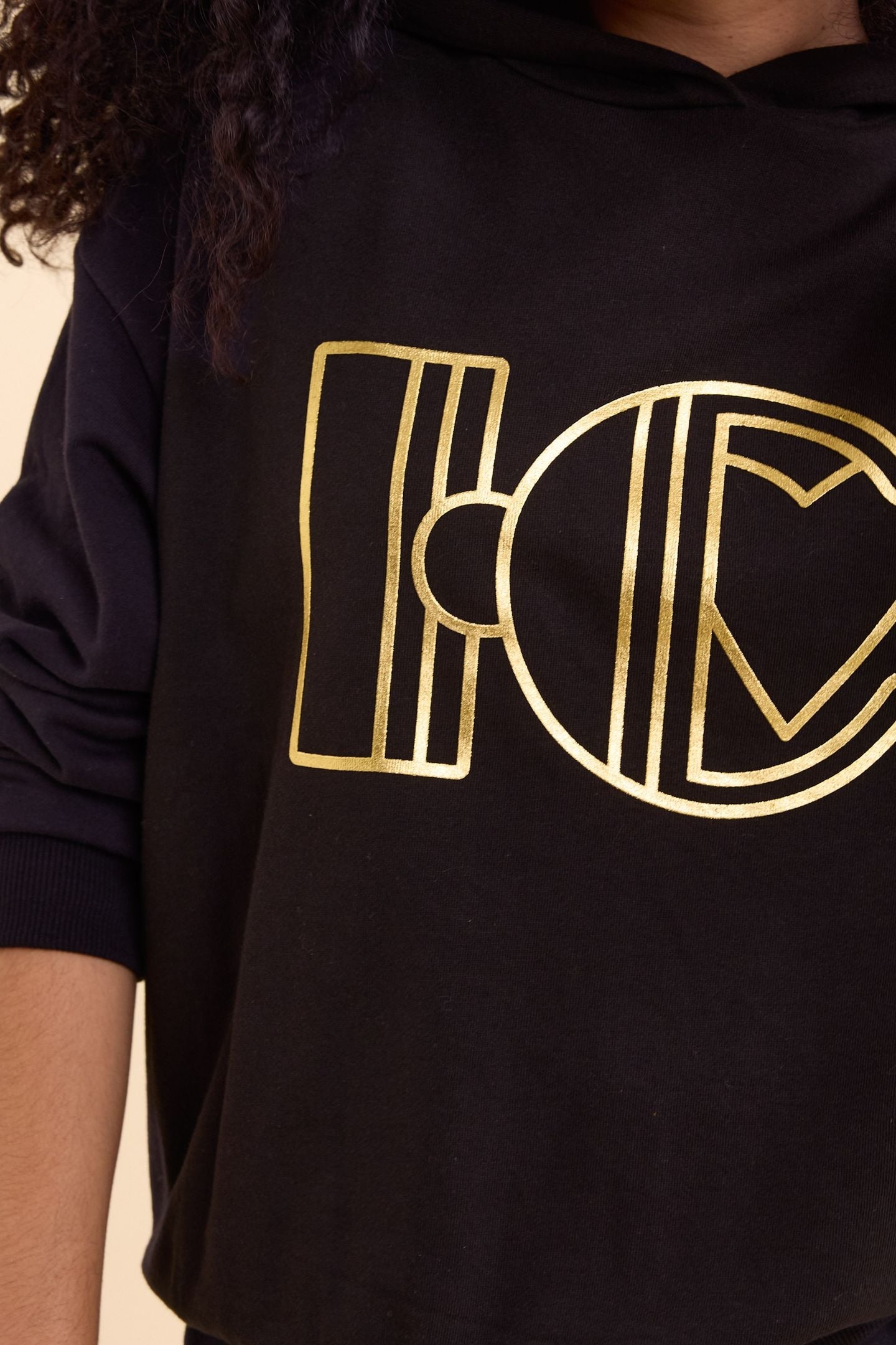 BLACK HOODIE WITH GOLD MONOGRAM BLACK 5