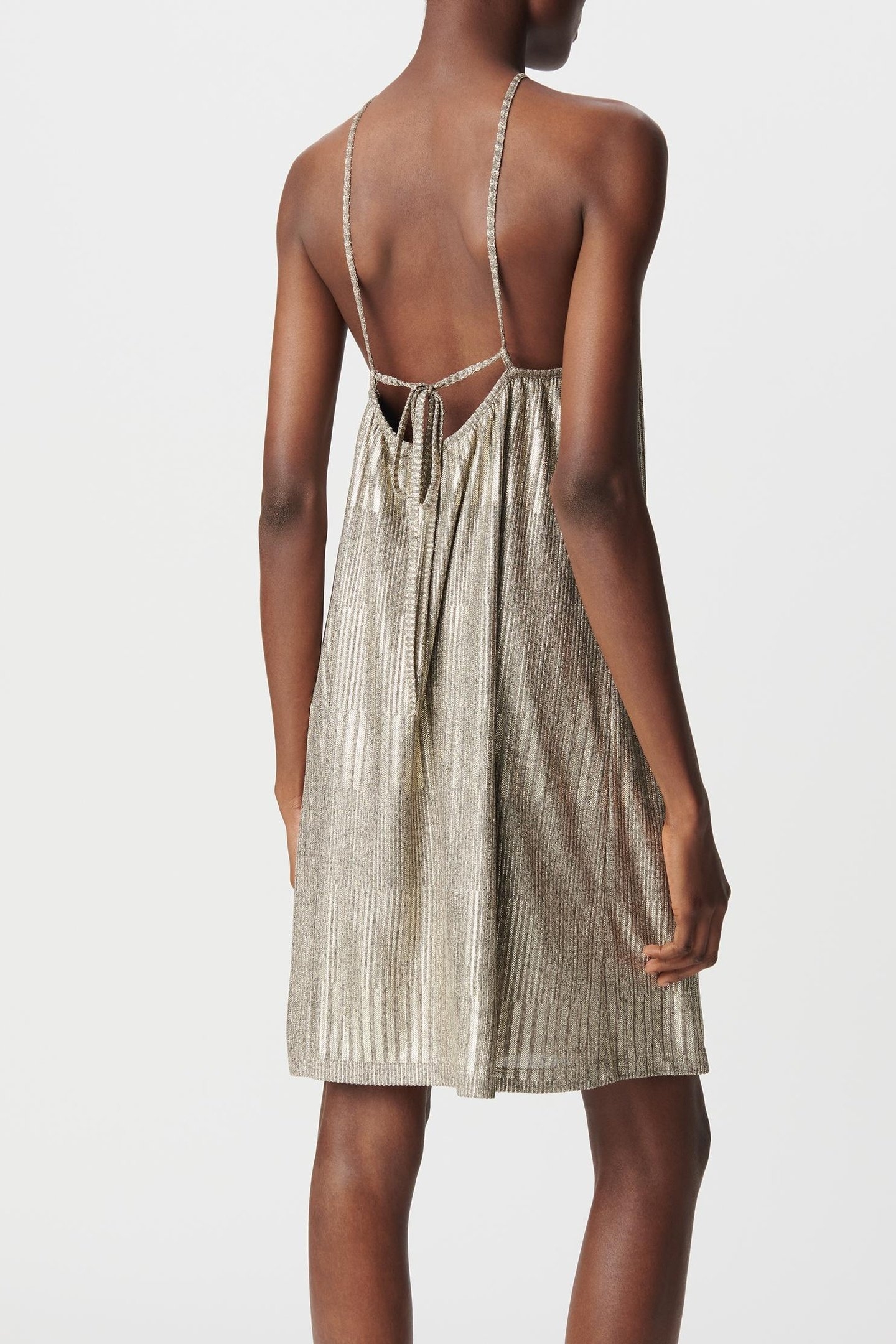 GOLD RIBBED METALLIC KNIT DRESS 4