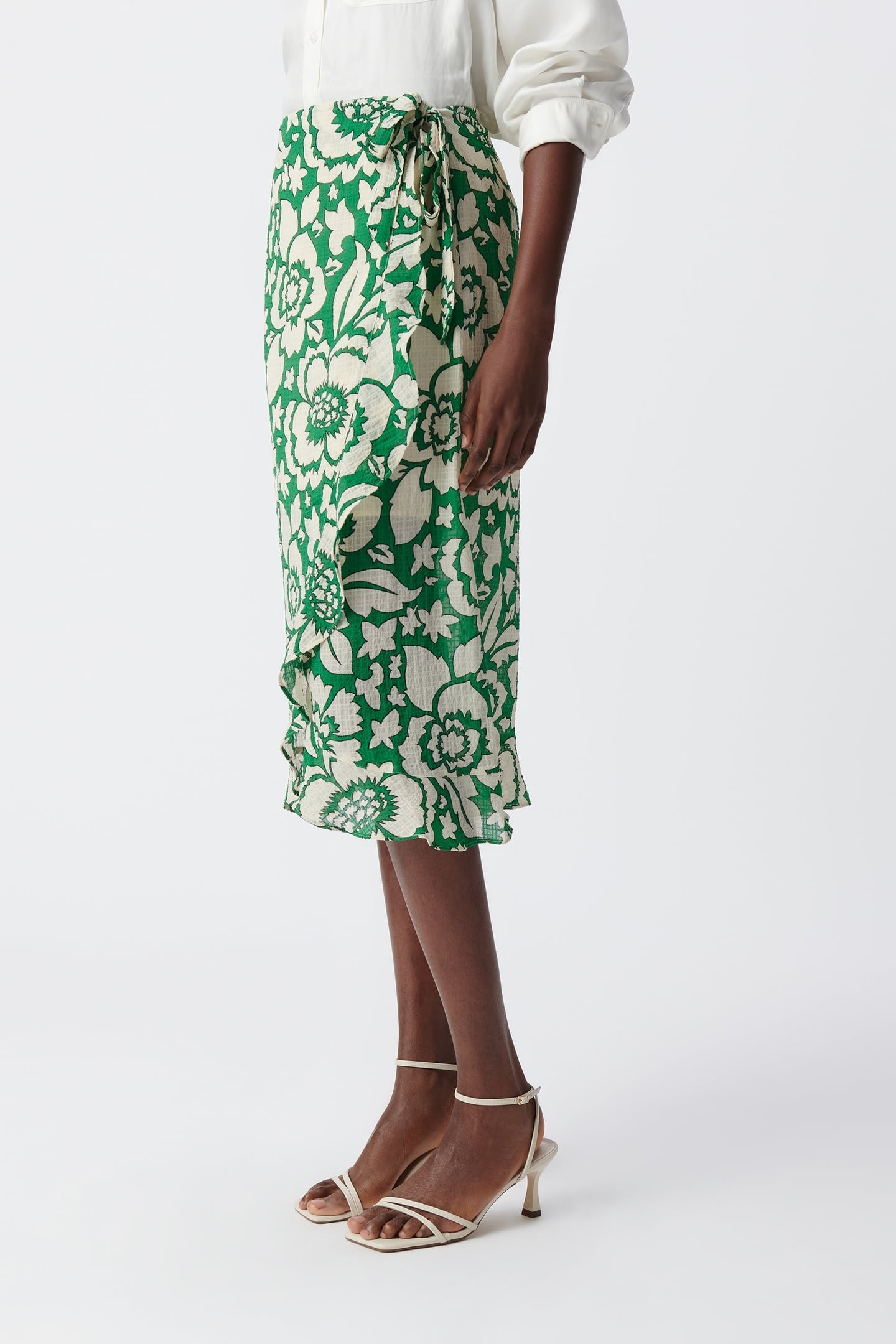 GREEN MAXI TROPICAL PRINTED MIDI SKIRT 4