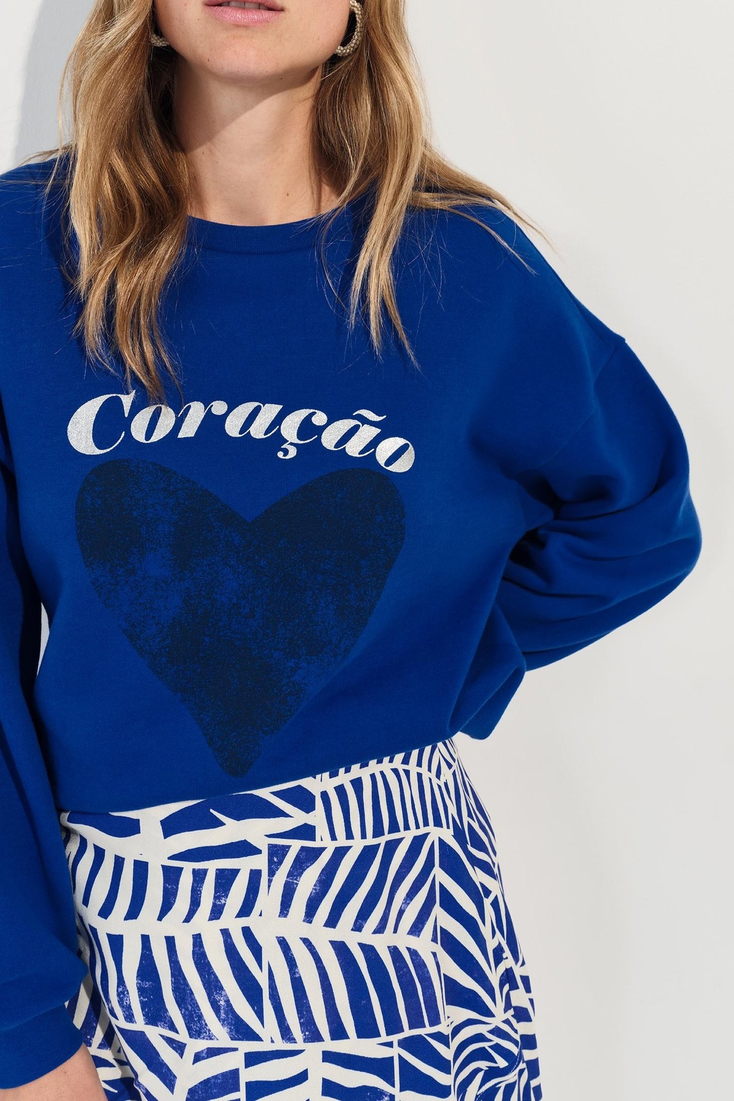 MIDI - METALLIC MESSAGE BLUE SWEATSHIRT WITH HEART 6