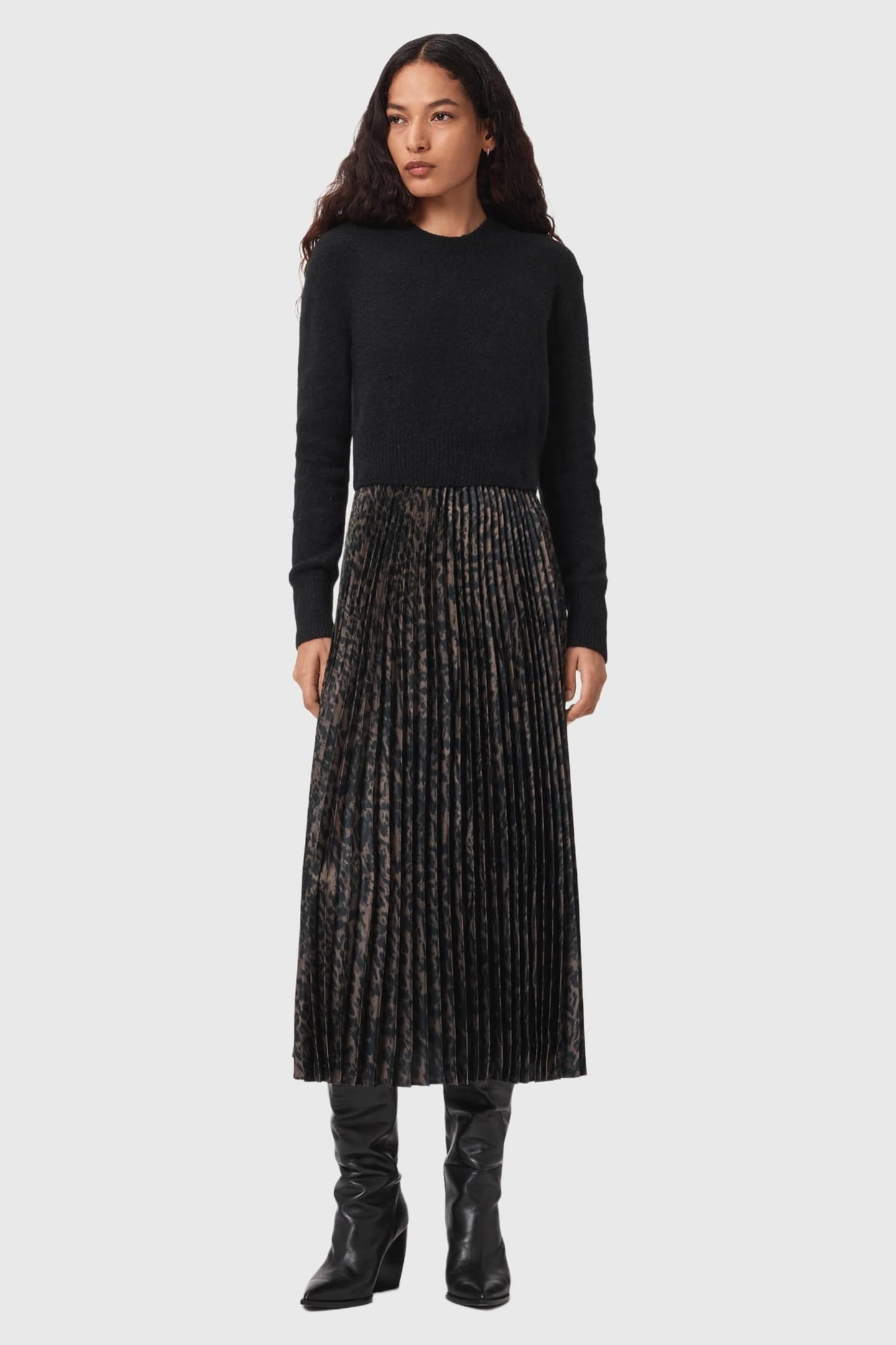 EVIA DRESS BLACK/FANGO GREEN 5