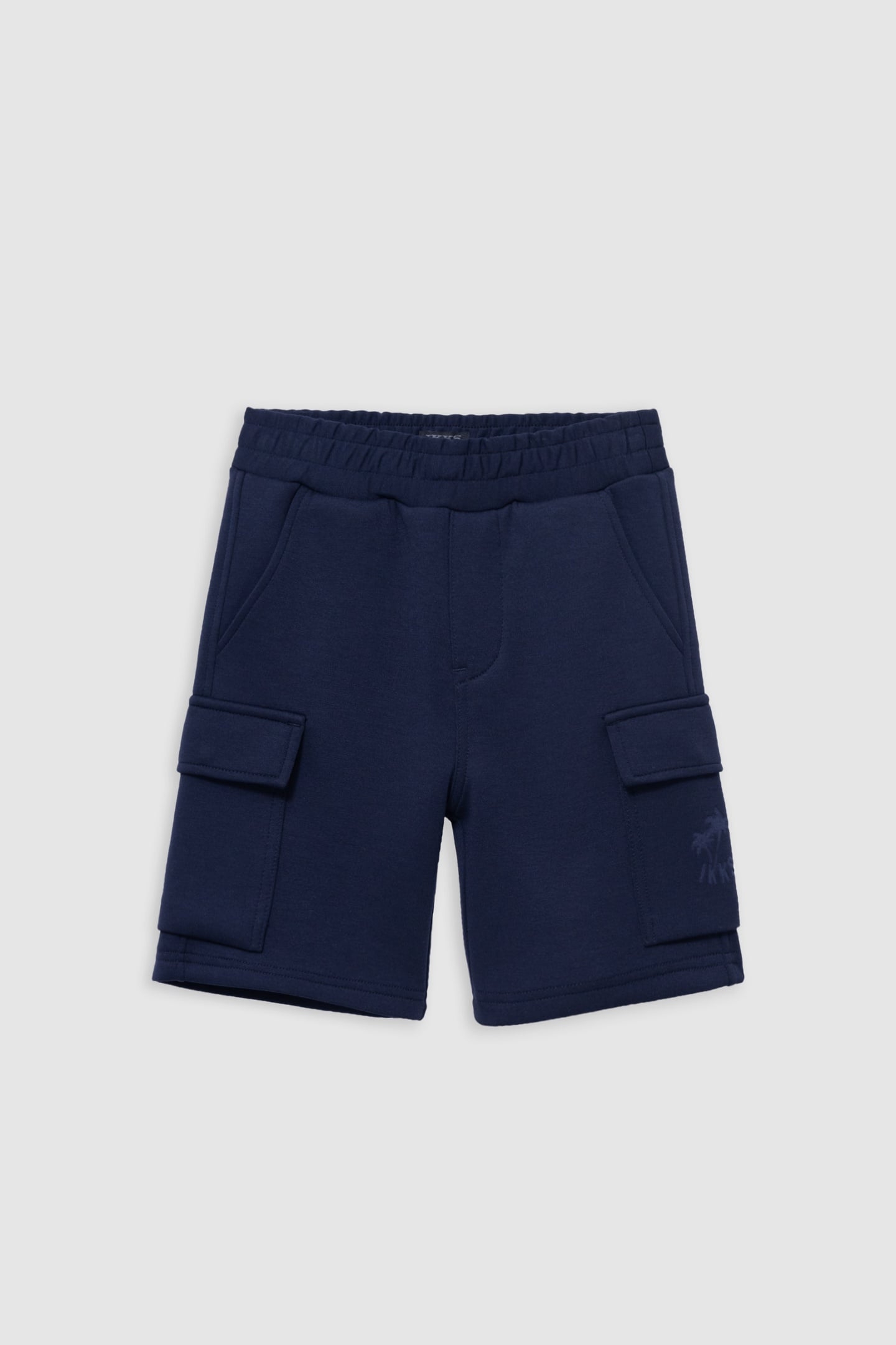 BATTLE NAVY BERMUDA SHORTS WITH PALM TREE MOTIF 1