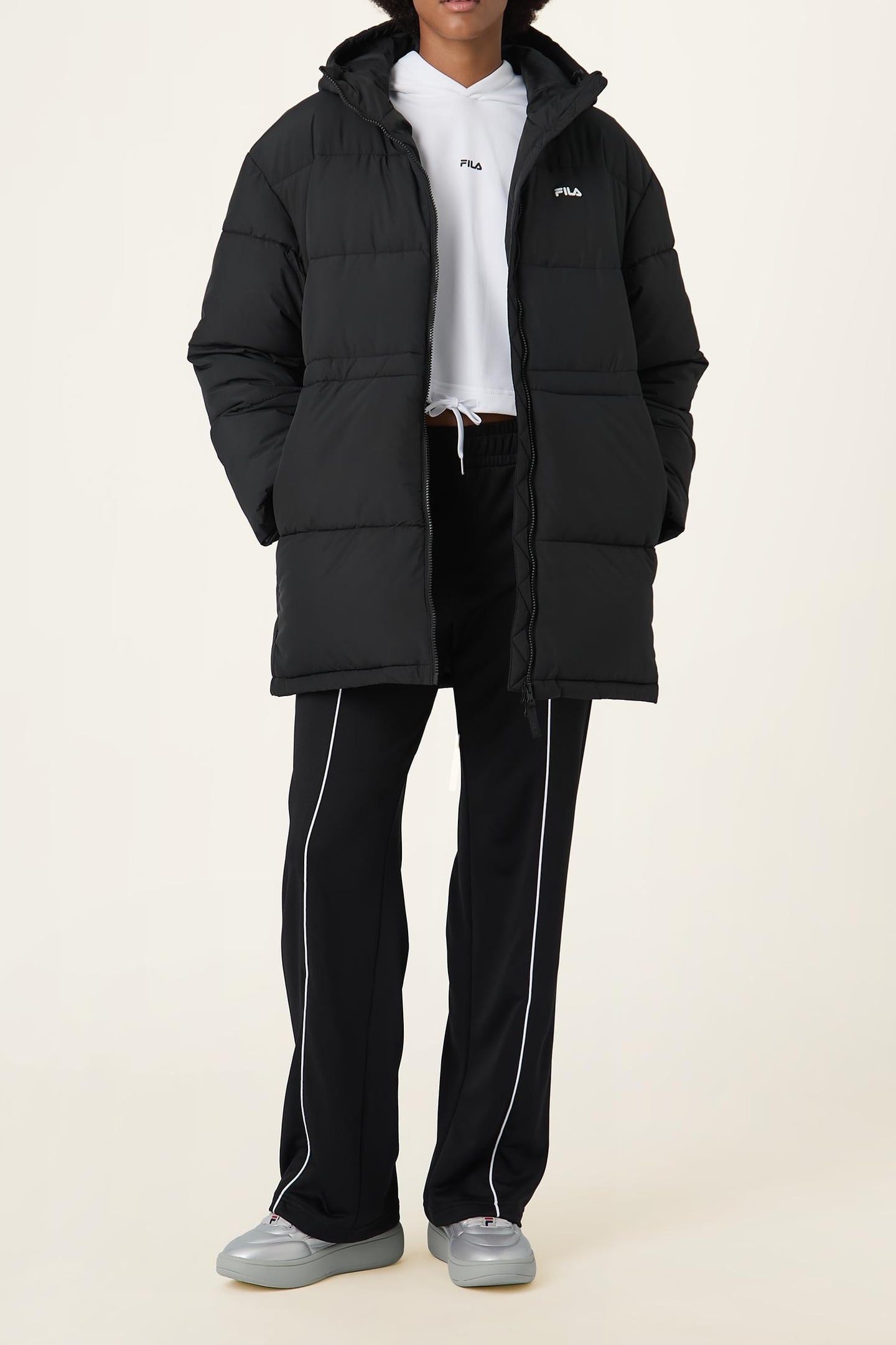 ALBA RELAXED MID HOODED PUFFER JACKET BLACK 2