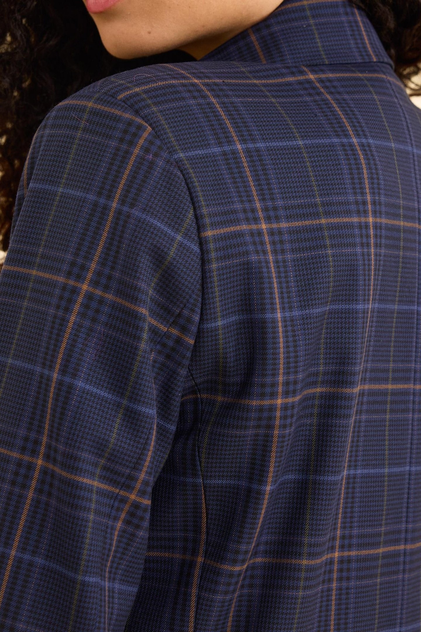 NAVY CHECK SUIT JACKET MARINE 6